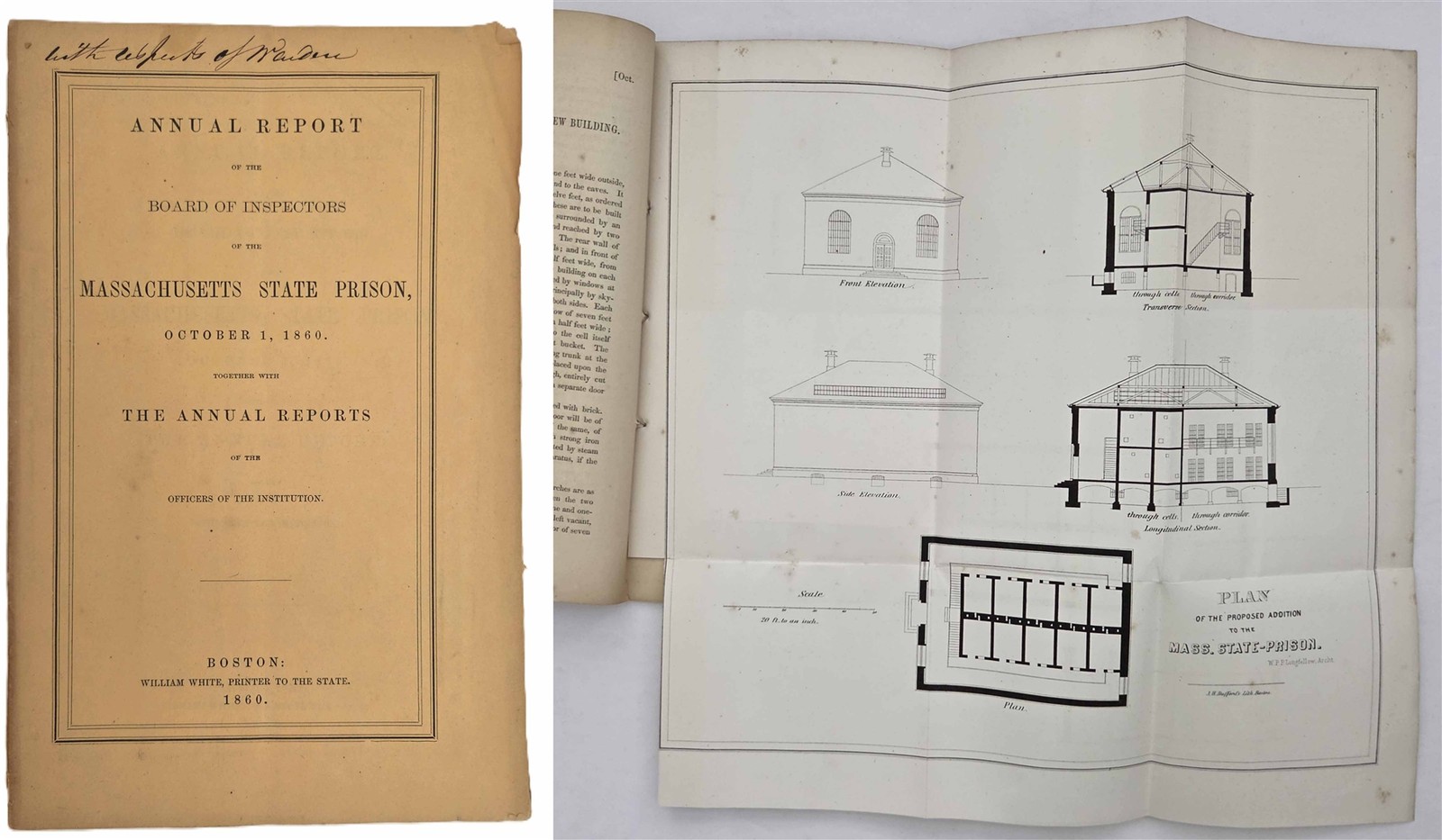 1860 antique MASSACHUSETTS STATE PRISON REPORT boston BOOKLET w FOLDOUT PLANS 1860 antique MASSACHUSETTS STATE PRISON REPORT boston BOOKLET w FOLDOUT PLANS