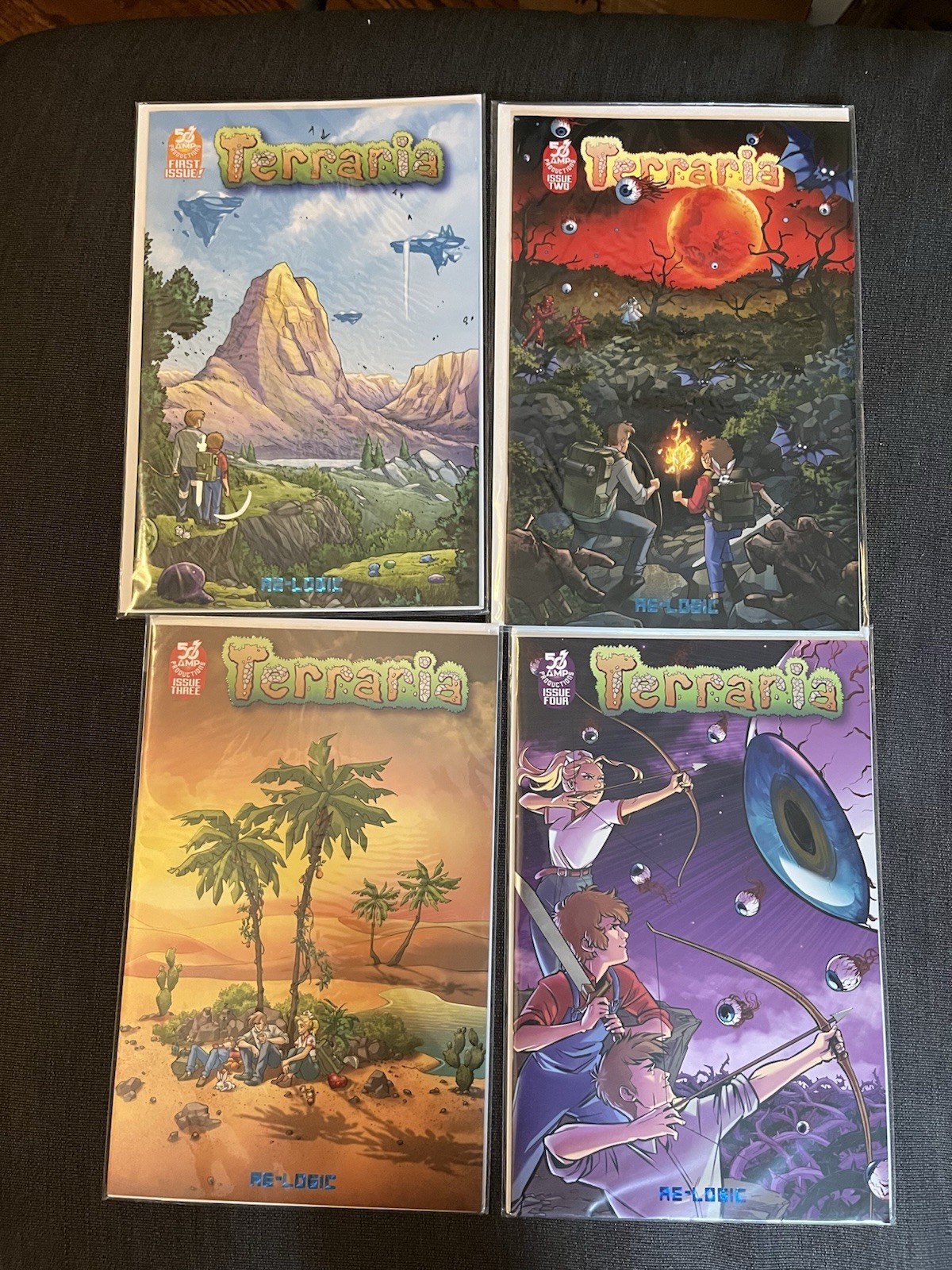 Terraria #1 2 3 4 Foil Variant Re-Logic, 2022 50 Amp Productions Comic Book Lot Terraria #1 2 3 4 Foil Variant Re-Logic, 2022 50 Amp Productions Comic Book Lot
