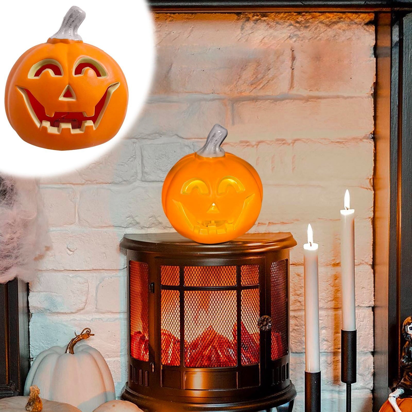 Classic Toothy Jack O Lantern LED Blow Mold Pumpkin - Indoor Outdoor Halloween
