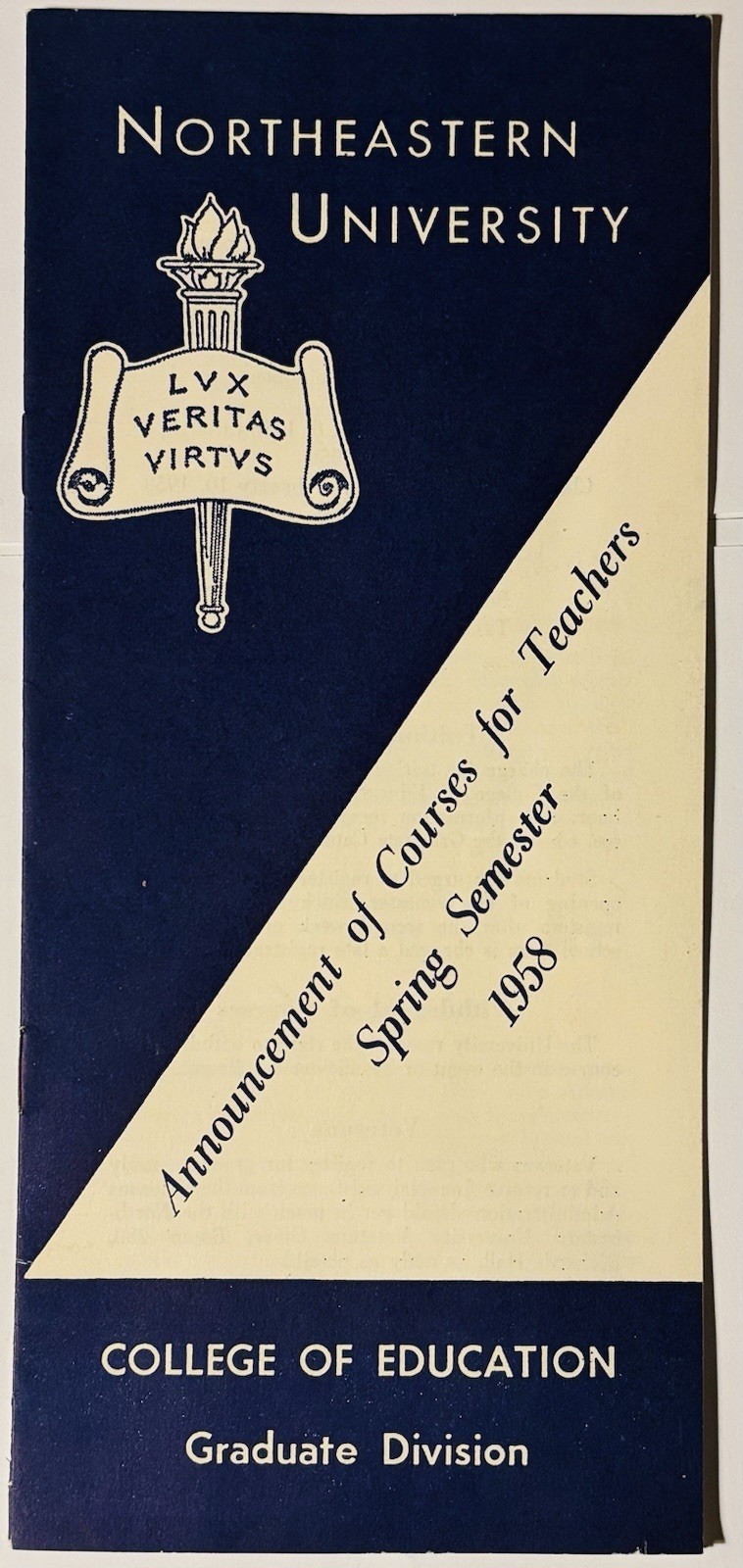 1958 Northeastern University of Boston “Courses for Teachers” Pamphlet 1958 Northeastern University of Boston “Courses for Teachers” Pamphlet