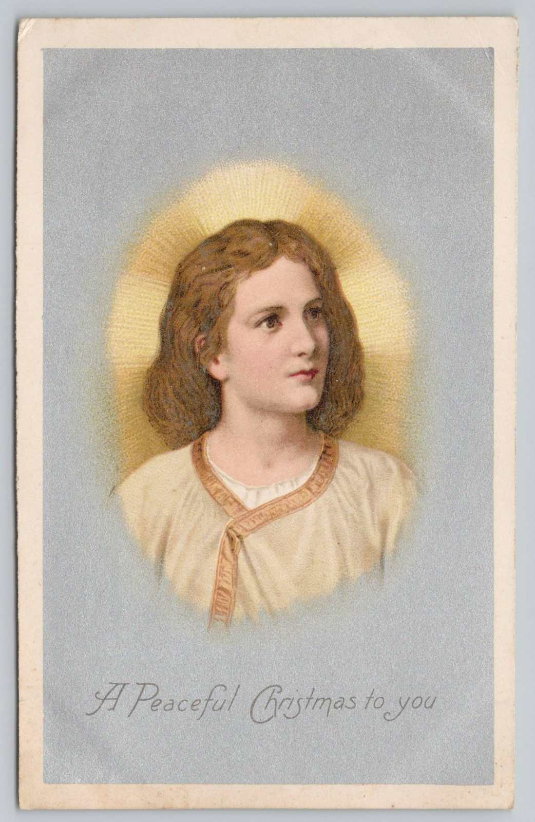 Postcard A Peaceful Christmas to You Young Jesus Portrait Golden Halo Postcard A Peaceful Christmas to You Young Jesus Portrait Golden Halo