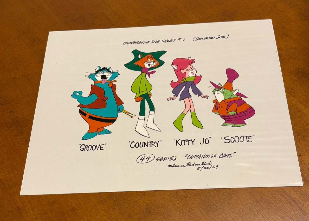 Vintage 1969 Hanna Barbera Cattanooga Cats 49 Series Comparative Lineup Sheet