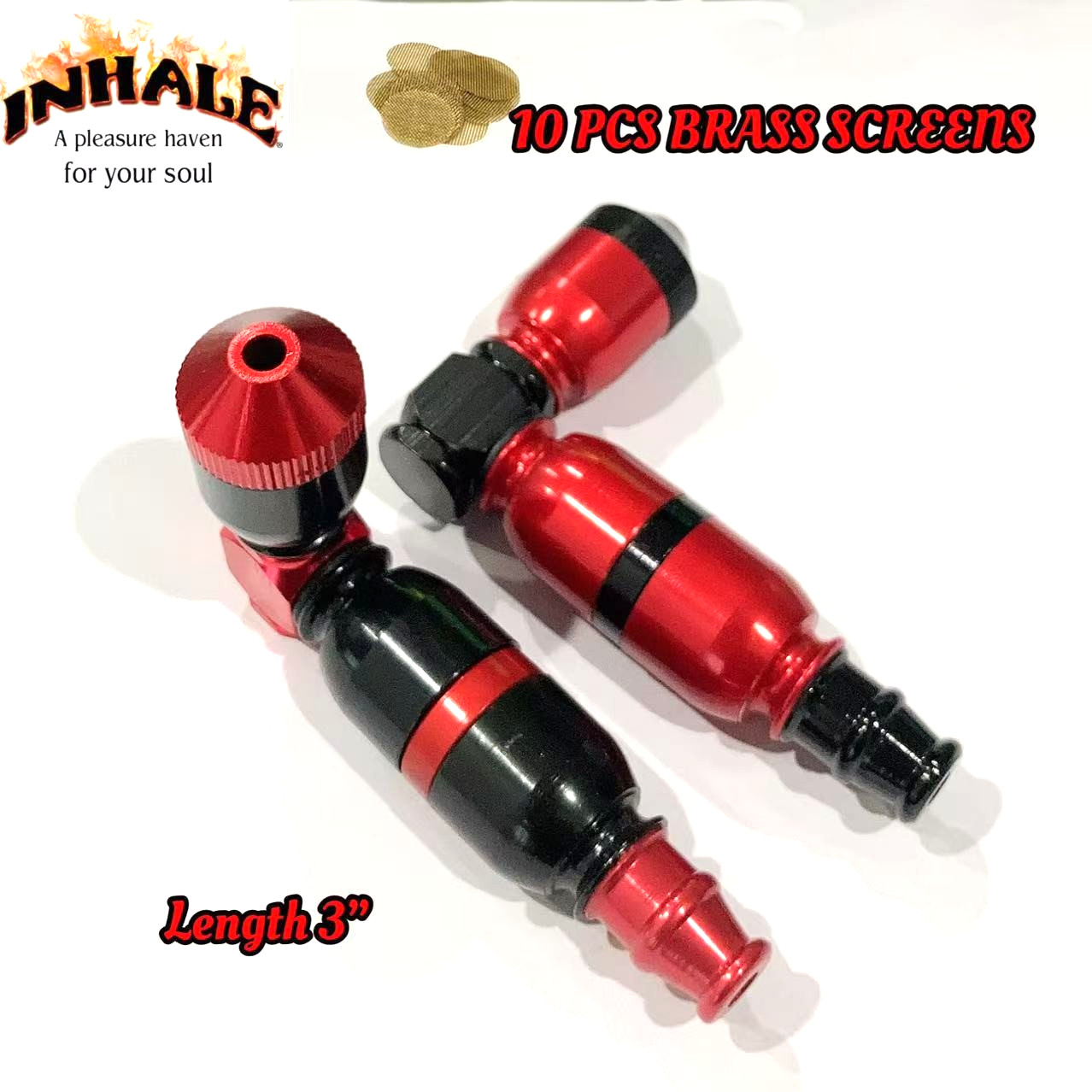 Inhale®️ 2PCS Colors metal Anodized Aluminum Tobacco Smoking Pipe w Brass screen Inhale®️ 2PCS Colors metal Anodized Aluminum Tobacco Smoking Pipe w Brass screen