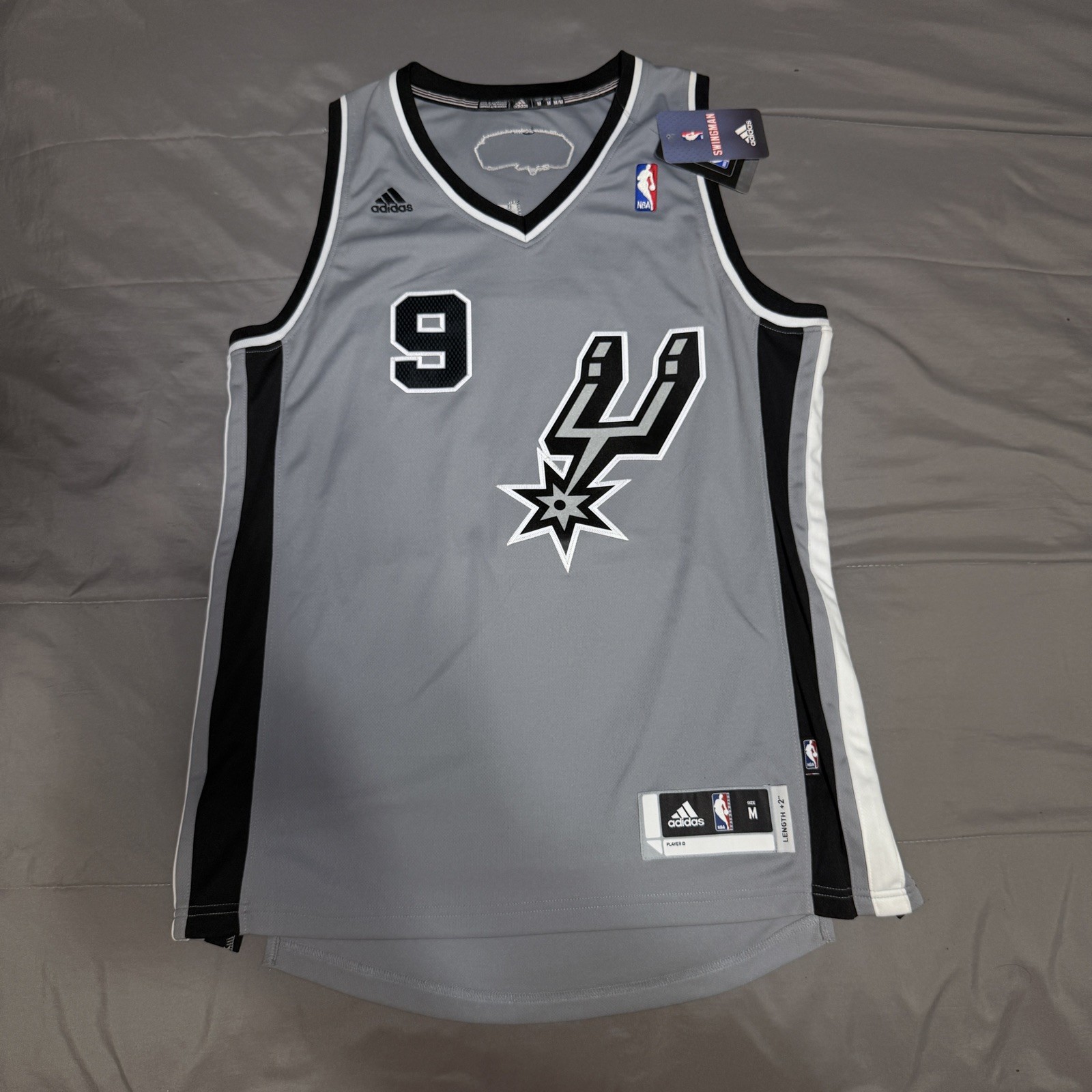 New Tony Parker Men's Size Medium Gray Rev 30 Spurs Adidas Swingman Jersey NWT
