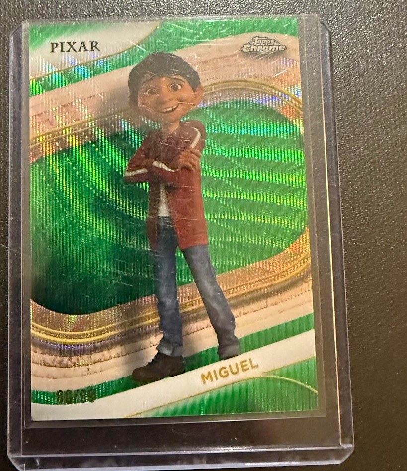 Topps 2023 Chrome Pixar Disney Coco Miguel #76 Green Refractor Topps 2023 Chrome Pixar Disney Coco Miguel #76 Green Refractor