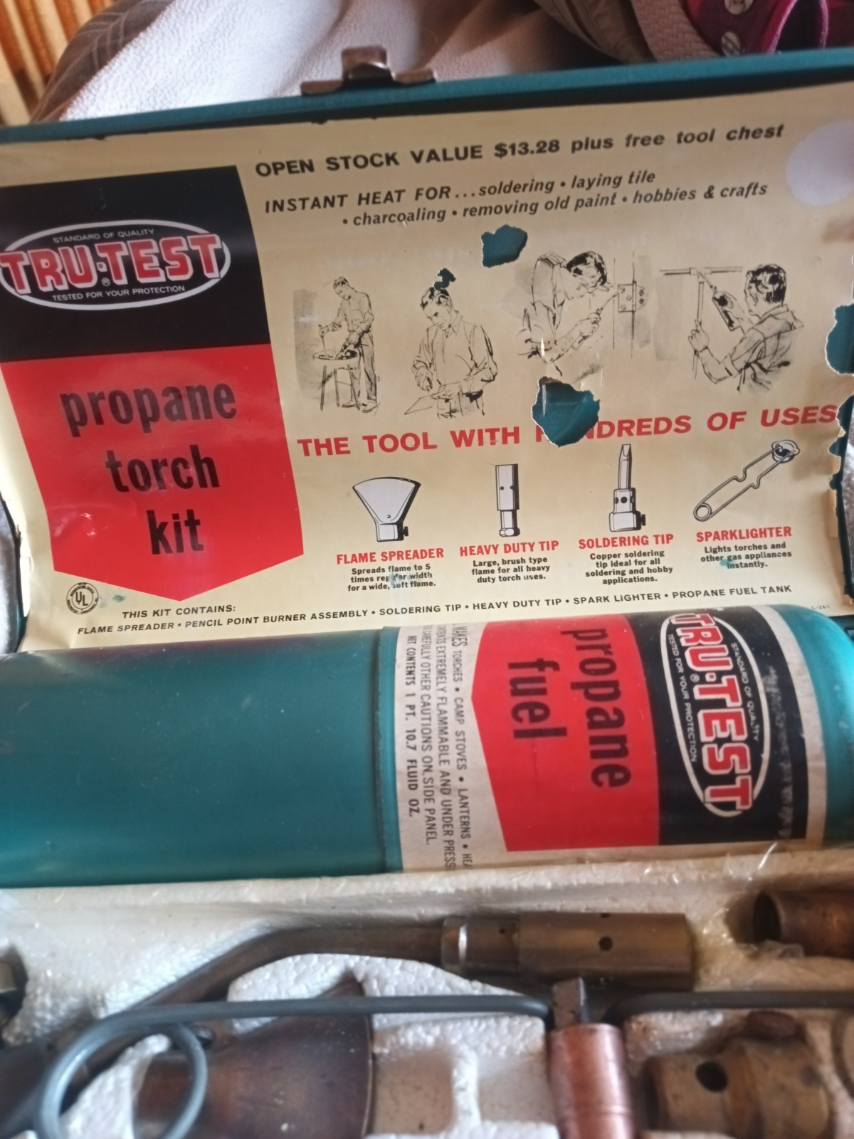 Vtg 1960s Tru-Test Propane Torch Kit Cylinder Brass Head Case Tool Retro Prop Vtg 1960s Tru-Test Propane Torch Kit Cylinder Brass Head Case Tool Retro Prop
