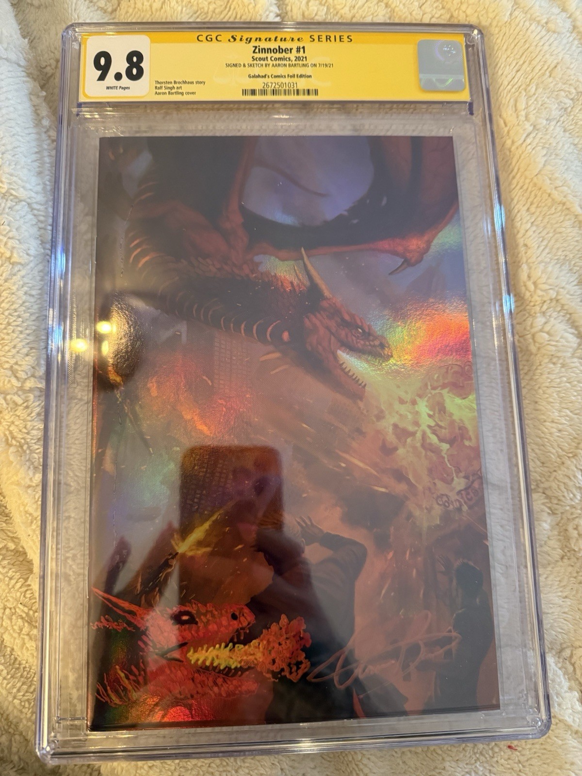 Zinnober #1 2021 Foil Edition 9.8 Signed And Sketched By Aaron Bartling Zinnober #1 2021 Foil Edition 9.8 Signed And Sketched By Aaron Bartling