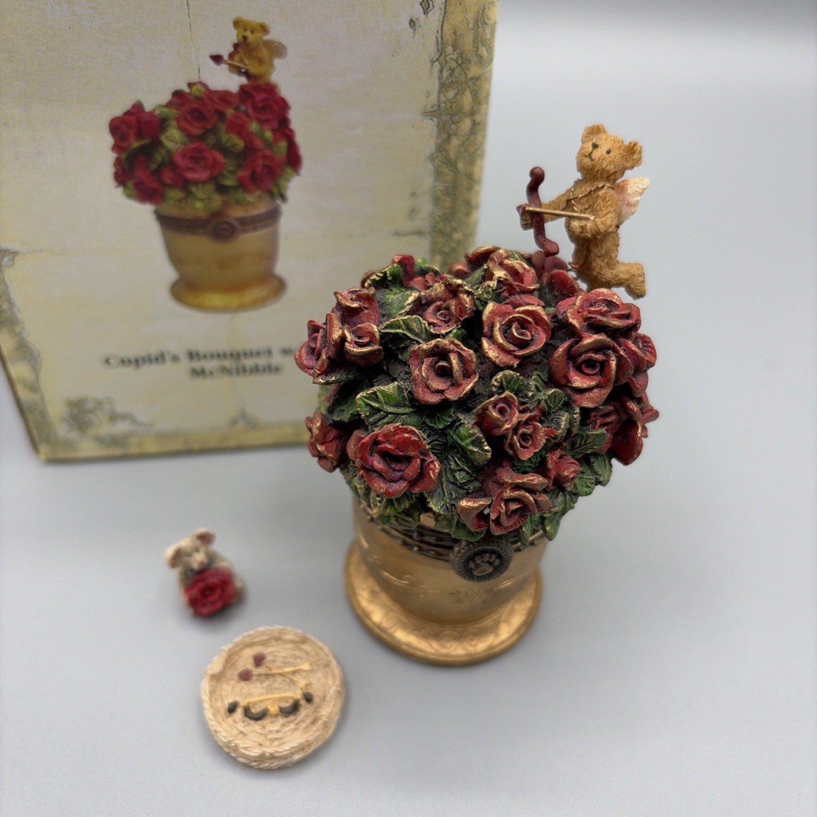 Boyds Bears Treasure Box Cupid's Bouquet w/Petals McNibble Trinket Box