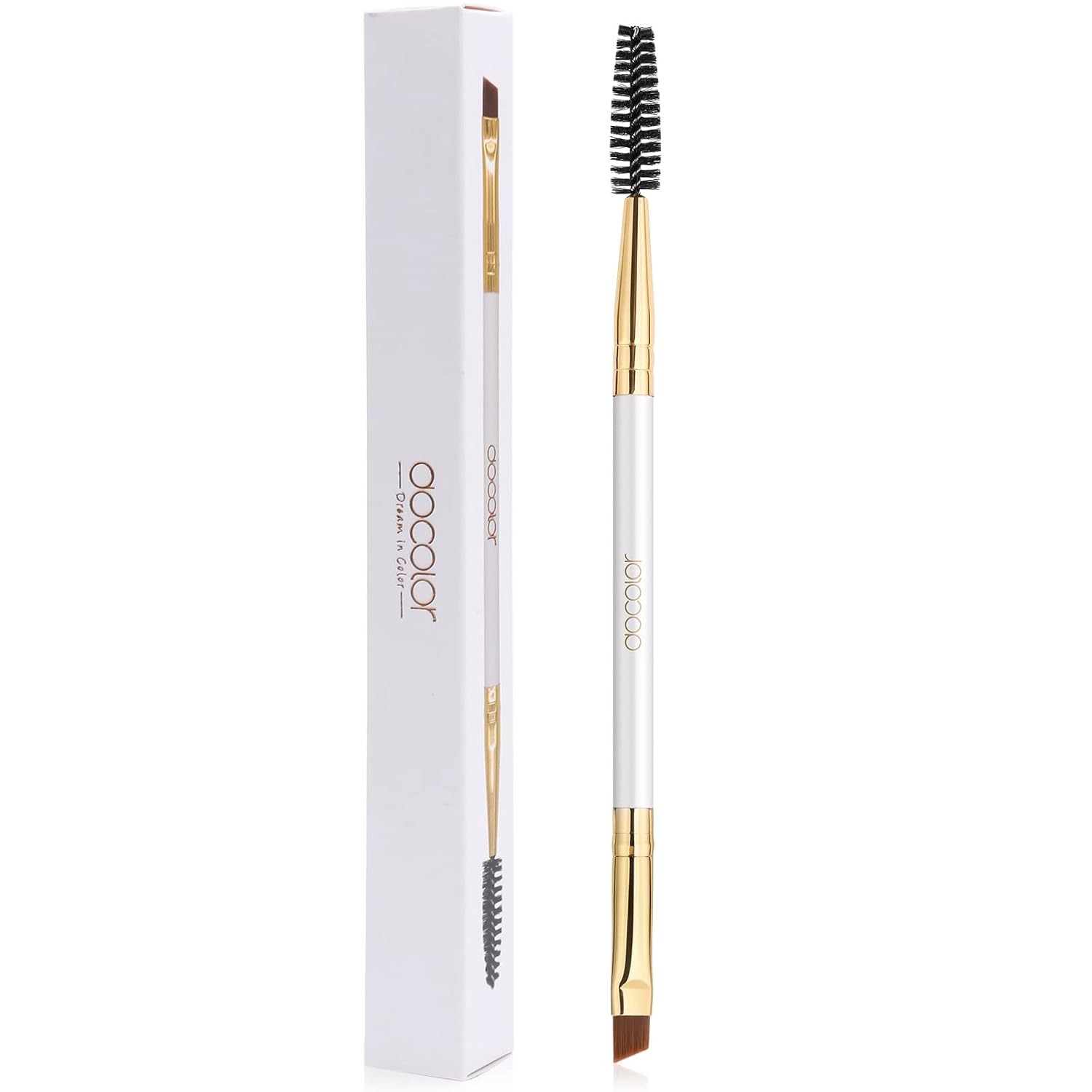 Duo Angled Eyebrow Brush Set White Eyebrow Grooming Tools Eyebrow Care Makeup