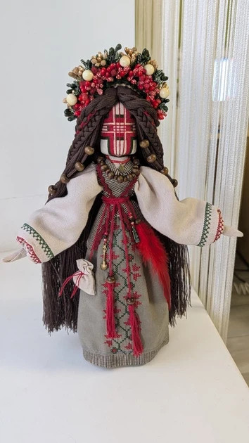 Handmade Ukrainian Motanka Rag Doll Red Traditional Home Blessing Mascot 33cm Handmade Ukrainian Motanka Rag Doll Red Traditional Home Blessing Mascot 33cm