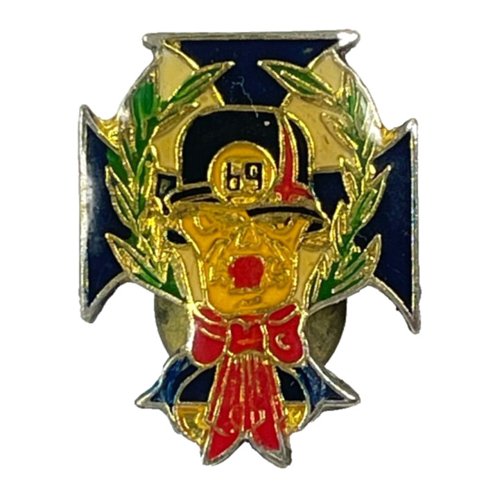 MC Biker 69 Vintage Enamel Vest Lapel Pin Helmet Bow Cross Cloisonne Rare MC Biker 69 Vintage Enamel Vest Lapel Pin Helmet Bow Cross Cloisonne Rare