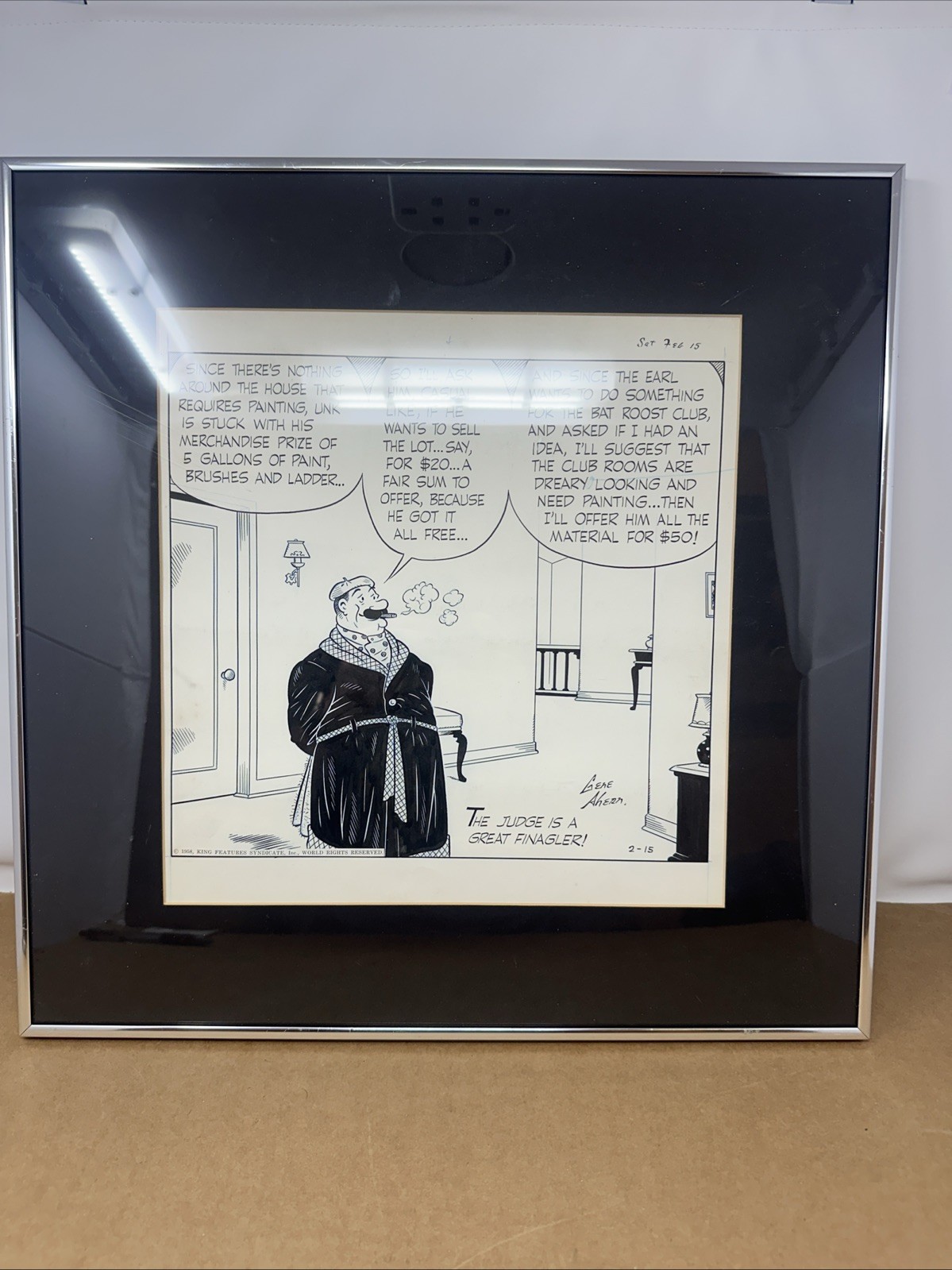 Signed  Comic Strip Framed ORIGINAL PEN+INK ART 1958 Gene Ahern Boarding House