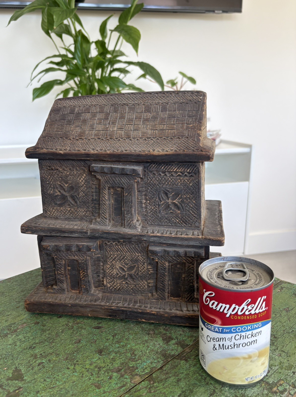 Vintage Primitive Rustic Folk Art Thai Thailand House Asian Storage Box OOAK 10”