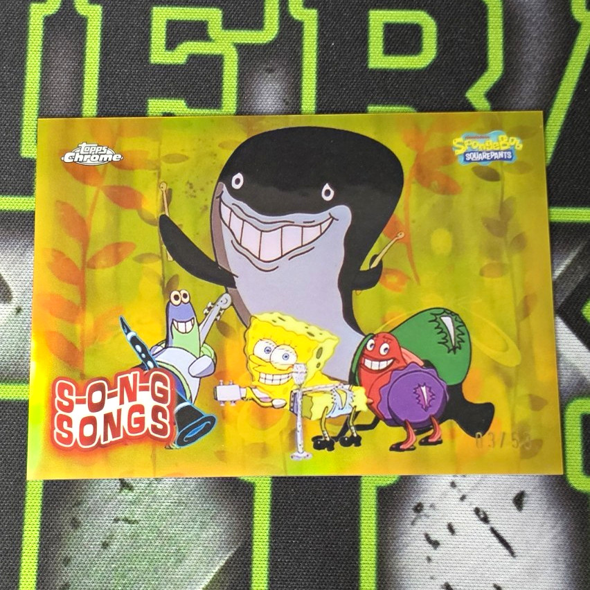 2025 Topps Chrome SpongeBob SquarePants S-O-N-G Songs #S-8 Ripped Pants GOLD /50