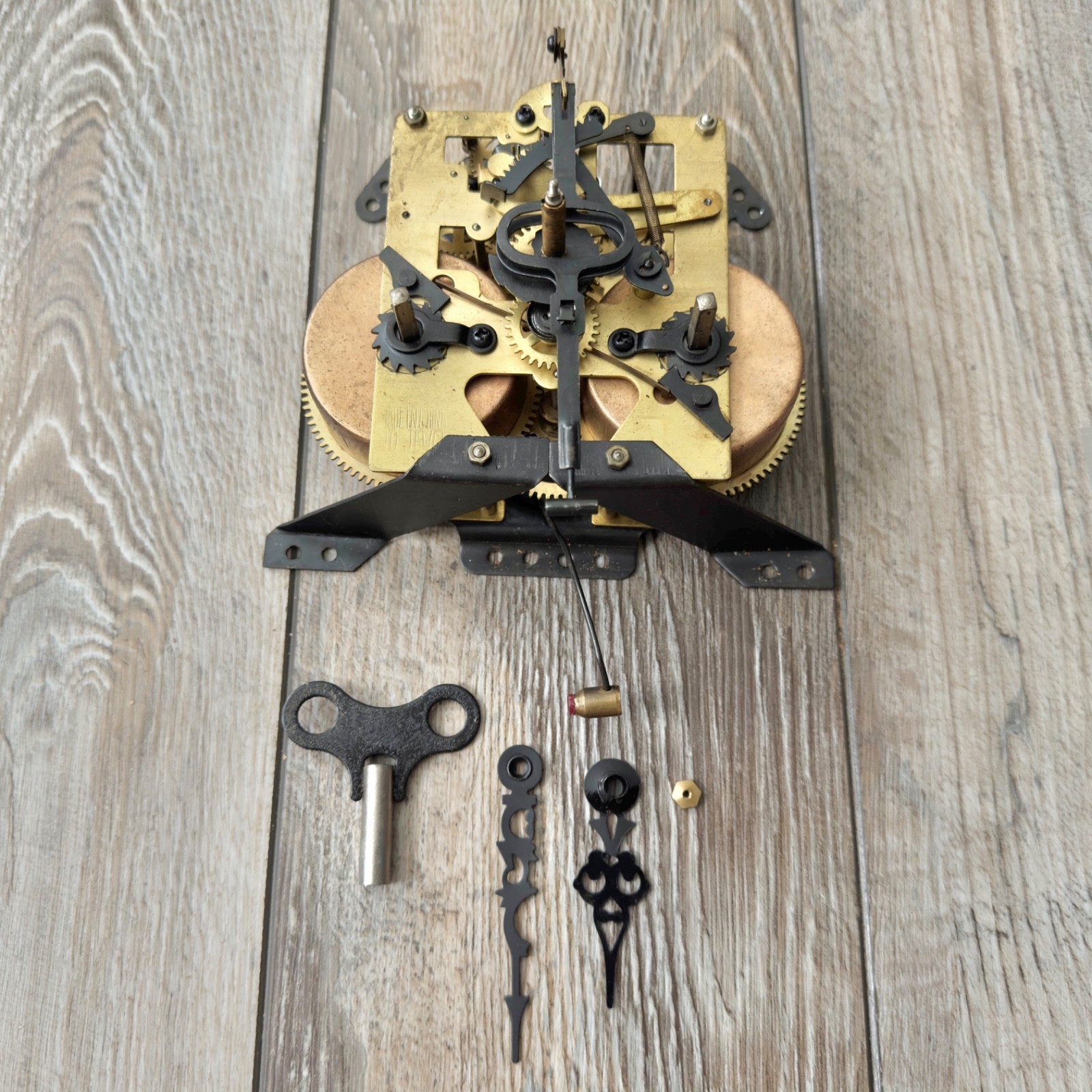 Vintage China Winding Clock Movement With Key & Hands Tested Read