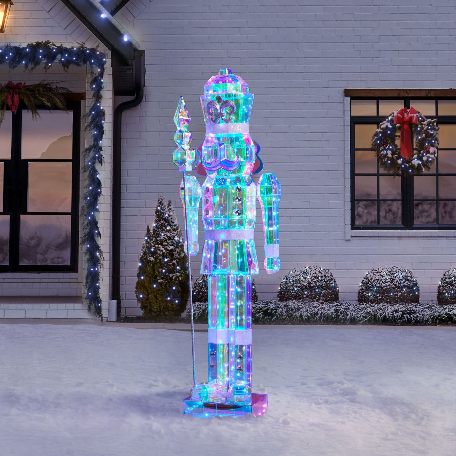 Member's Mark 6 FT Pre-Lit Prismatic Nutcracker Lifesize Nutcracker Yard Decor