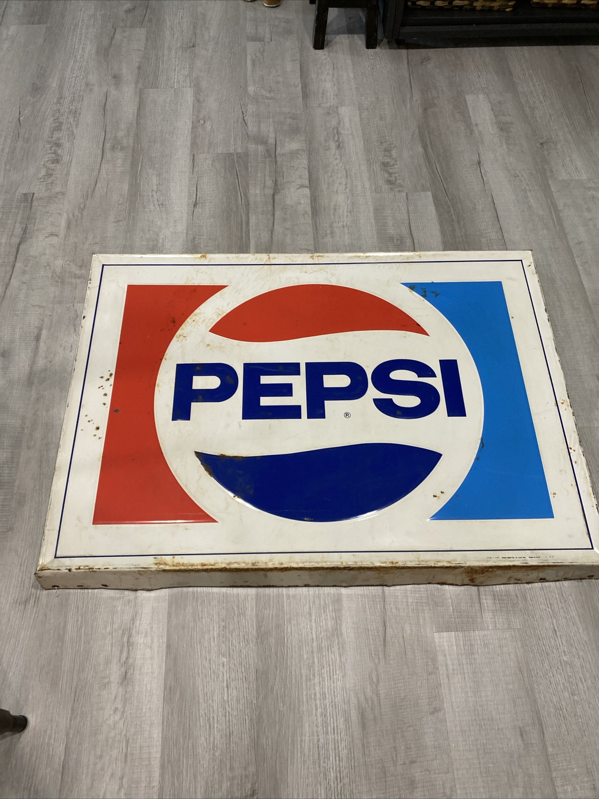 Vintage 45” Metal Embossed Self Framed PEPSI Cola Sign 1977 Stout Sign Co Soda Vintage 45” Metal Embossed Self Framed PEPSI Cola Sign 1977 Stout Sign Co Soda