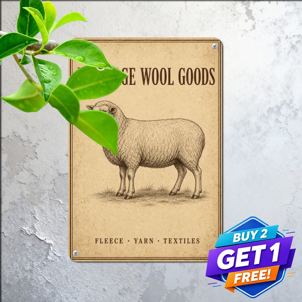 Hand Drawn Wool Sheep Tin Sign Rustic Farmhouse Livestock Metal Wall Plaque Hand Drawn Wool Sheep Tin Sign Rustic Farmhouse Livestock Metal Wall Plaque