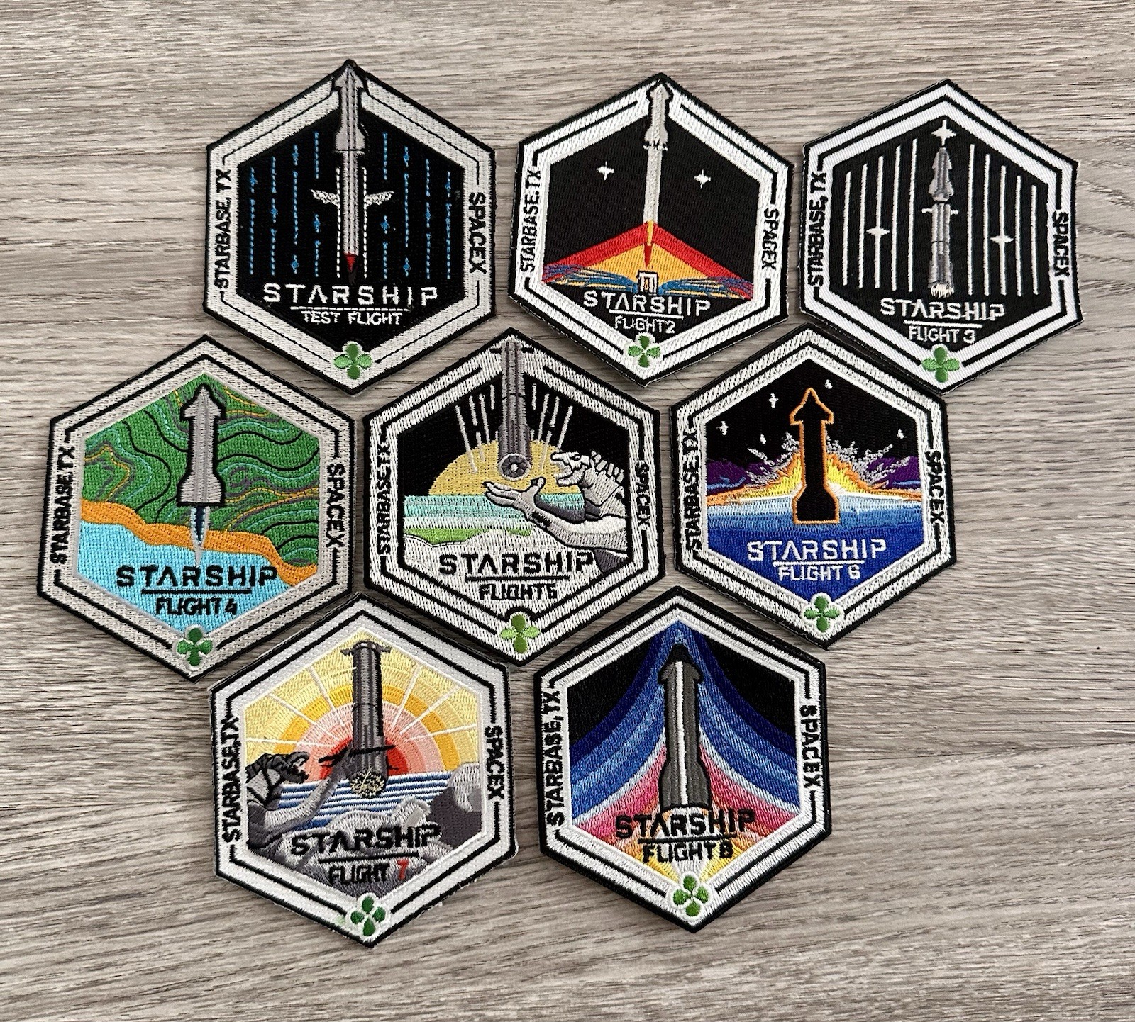 Starship Flights 1 To 8 Mission Patches NASA Falcon 9 Starbase Raptor 3.5”