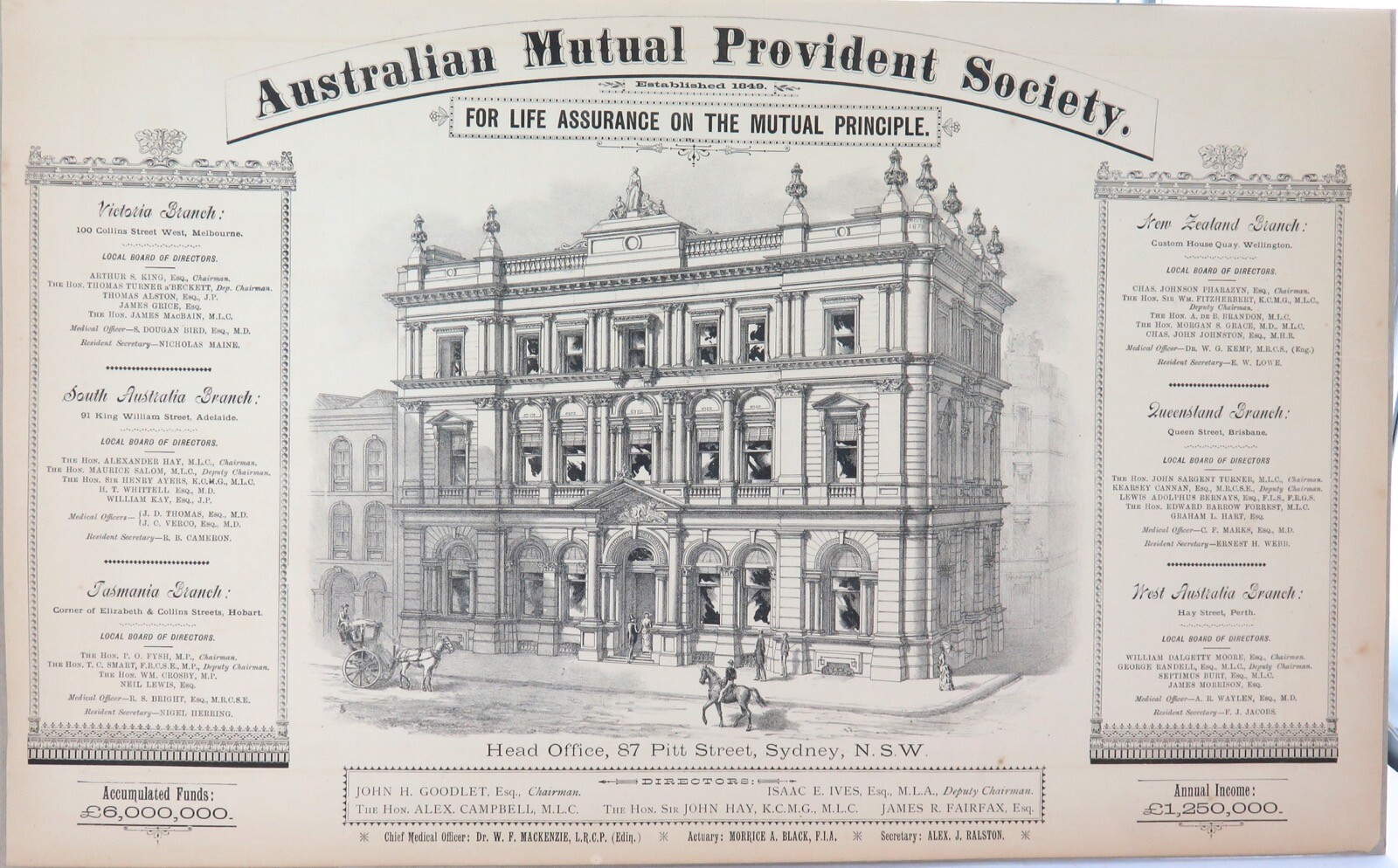 1880's Stunning Large Advertisement for AMP Australian Mutual Provident Society. 1880's Stunning Large Advertisement for AMP Australian Mutual Provident Society.