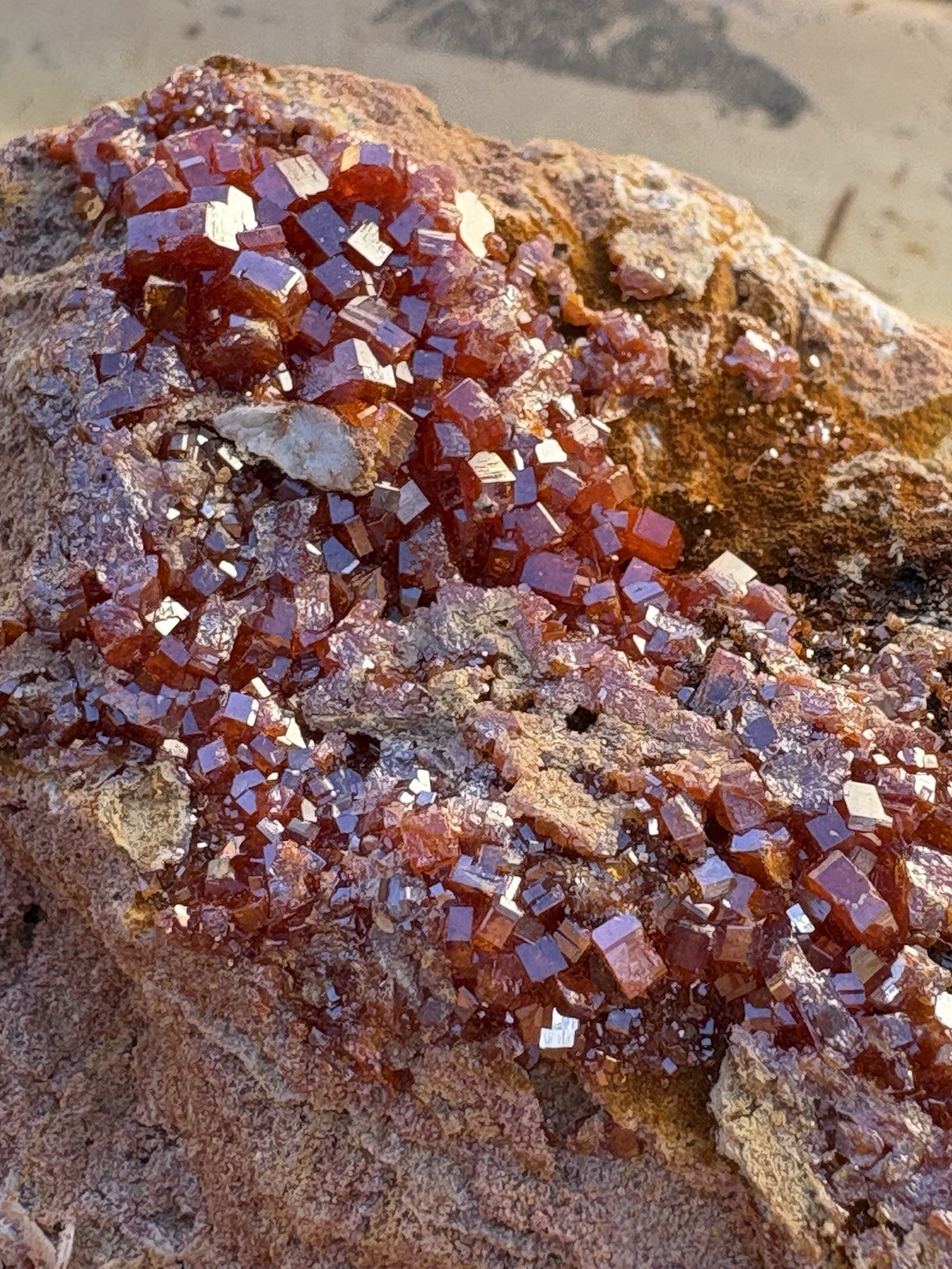 ☘️RR⛏️: Sparkly Flashy Vanadinite On Matrix Rock, Morocco, 9.8 Oz. ☘️RR⛏️: Sparkly Flashy Vanadinite On Matrix Rock, Morocco, 9.8 Oz.