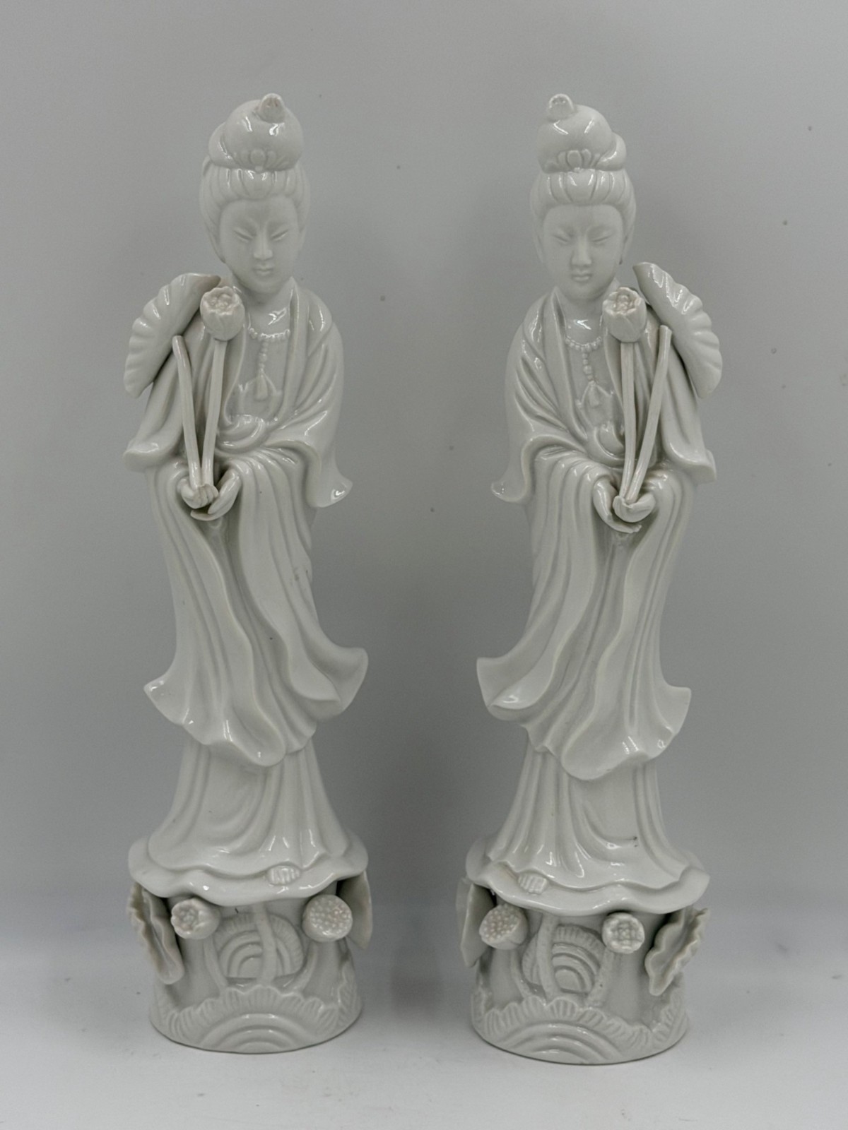 Vintage Quan Yin "Goddess of Mercy" White Porcelain Statues-Andrea by Sadek 9077 Vintage Quan Yin "Goddess of Mercy" White Porcelain Statues-Andrea by Sadek 9077