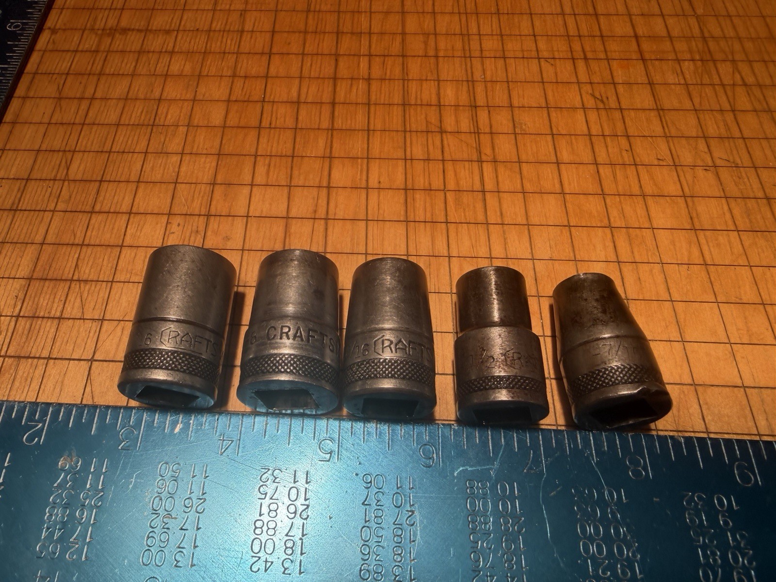 Vintage Craftsman 1/2" Drive 12Pt Socket Lot (5pc) BE & Circle H 1930s-1940s USA
