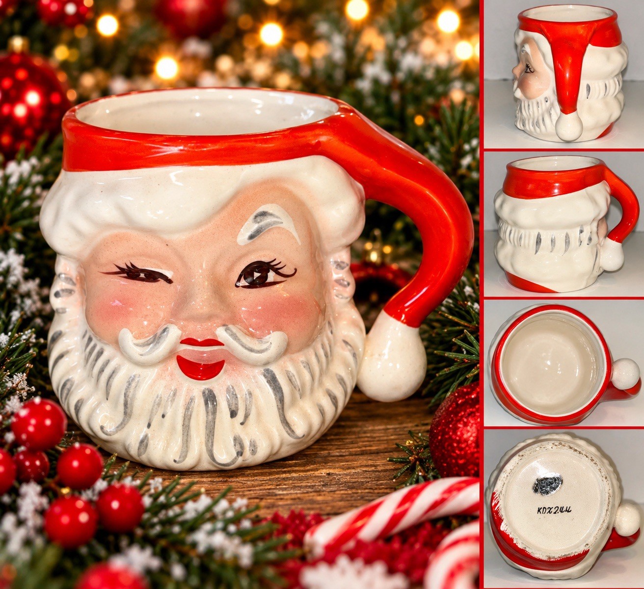 1950s Napco Japan Winking Santa Mug w/ Sticker KDX-244 VTG MCM Christmas 1950s Napco Japan Winking Santa Mug w/ Sticker KDX-244 VTG MCM Christmas