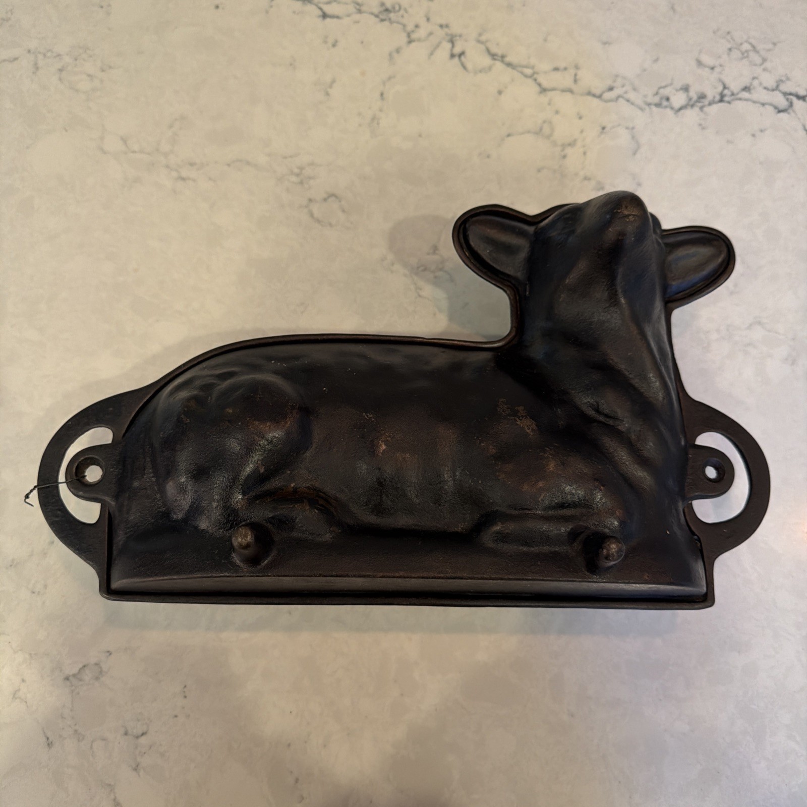 Vintage Cast Iron Lamb Cake Mold 2 Piece 14" Smooth Interior Heavy