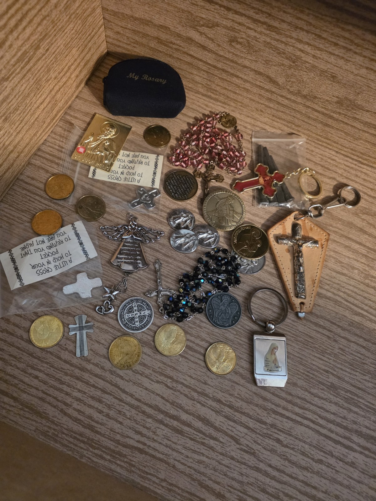 Vintage Catholic Religious Bundle Rosary Relic Angel Coins Junk Drawer LOT AS-IS Vintage Catholic Religious Bundle Rosary Relic Angel Coins Junk Drawer LOT AS-IS