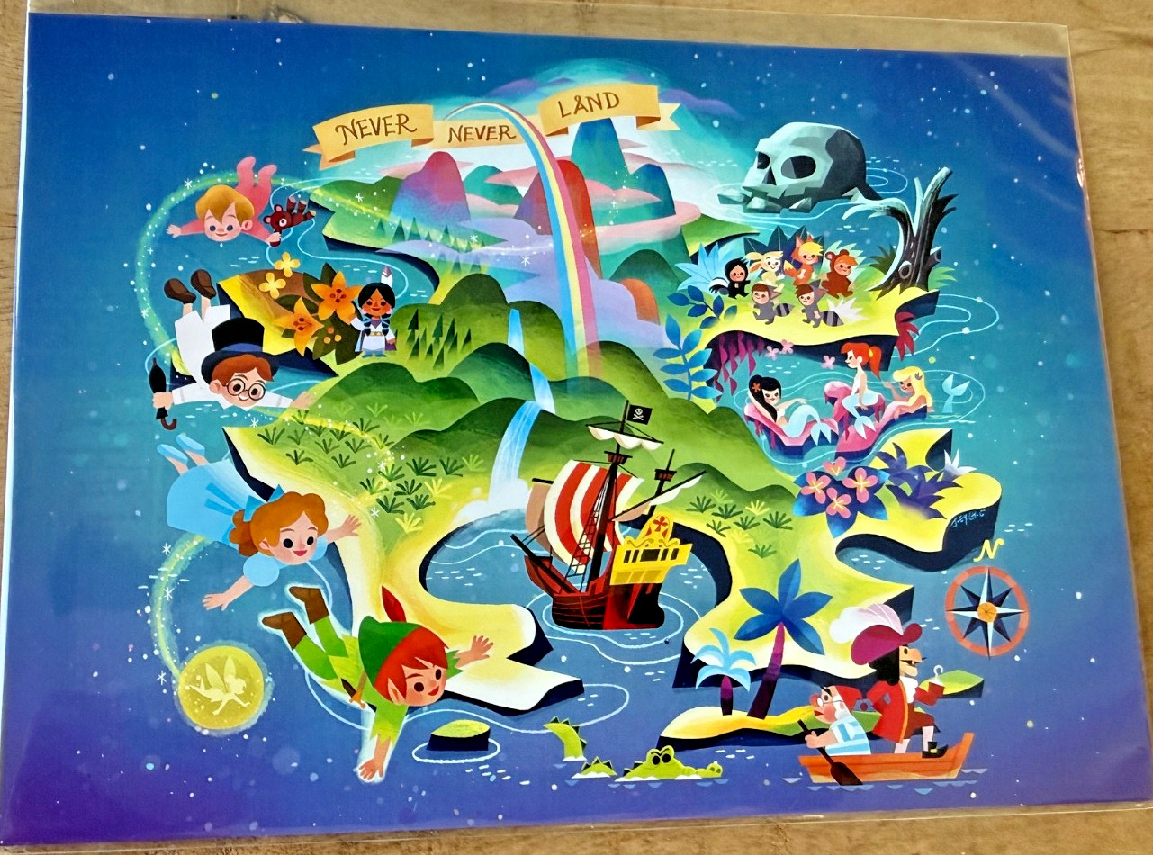 2026 Disney Parks Joey Chou The Map To Neverland Peter Pan 5x7" Postcard Wendy 2026 Disney Parks Joey Chou The Map To Neverland Peter Pan 5x7" Postcard Wendy