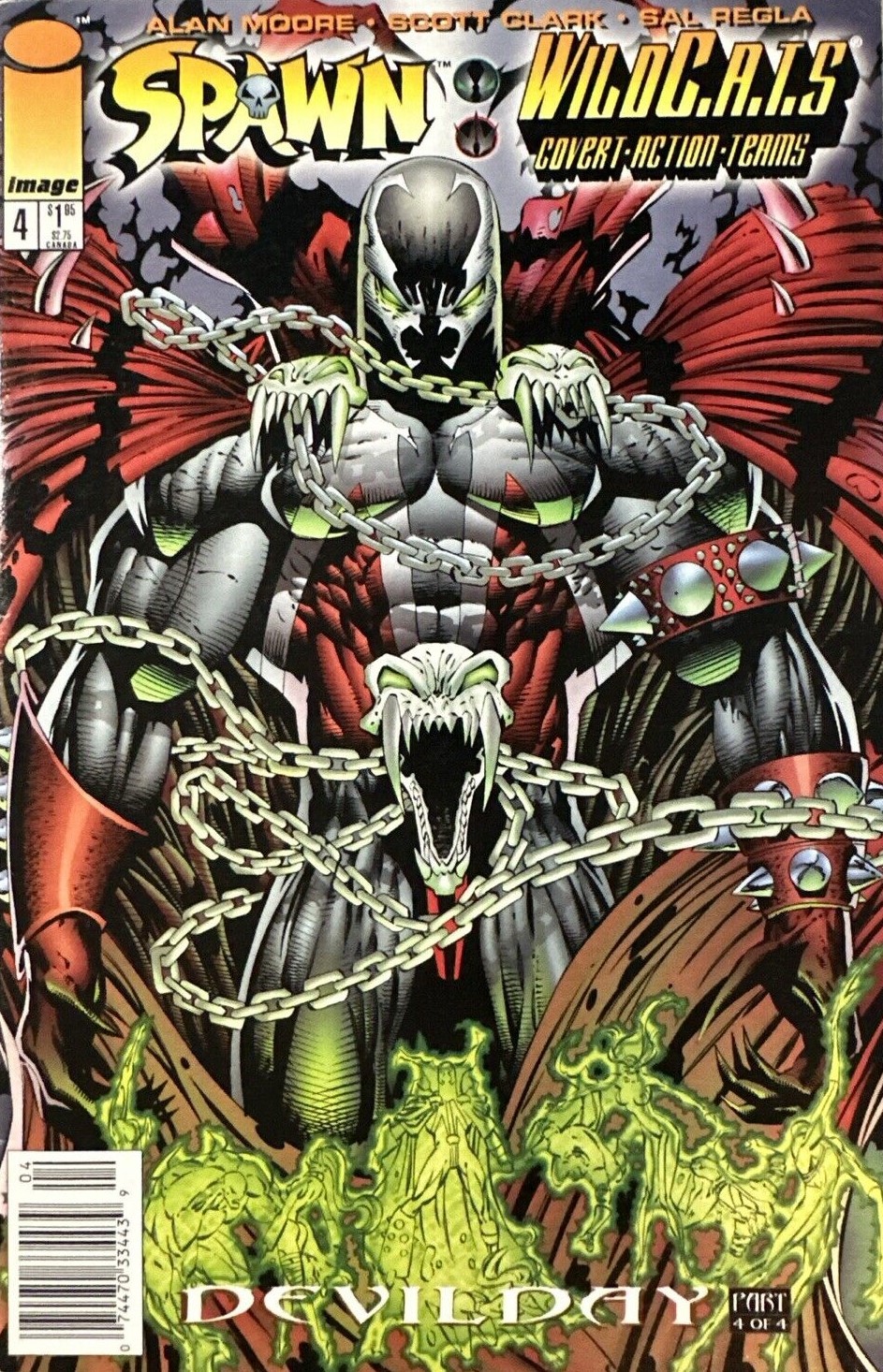 Spawn/WildC.A.T.S #4 (Newsstand) FN; Image | Alan Moore Wildcats - w/Bag+Board Spawn/WildC.A.T.S #4 (Newsstand) FN; Image | Alan Moore Wildcats - w/Bag+Board