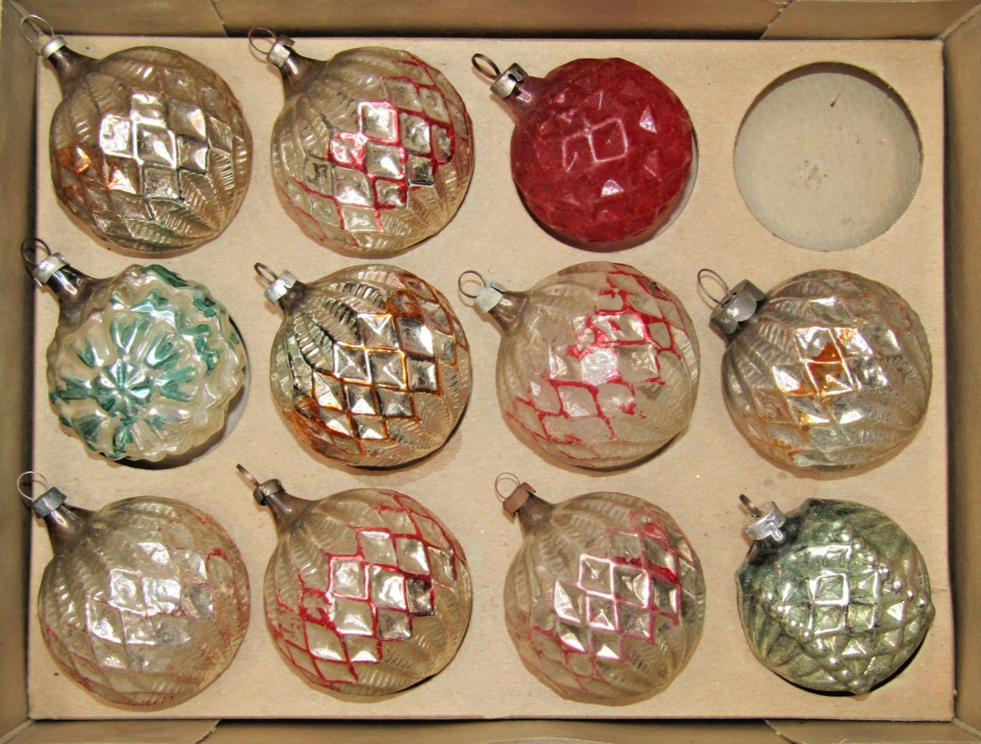 Lot Antique VTG Glass Embossed Faceted GOLF BALL Christmas Ornament Germany Lot Antique VTG Glass Embossed Faceted GOLF BALL Christmas Ornament Germany