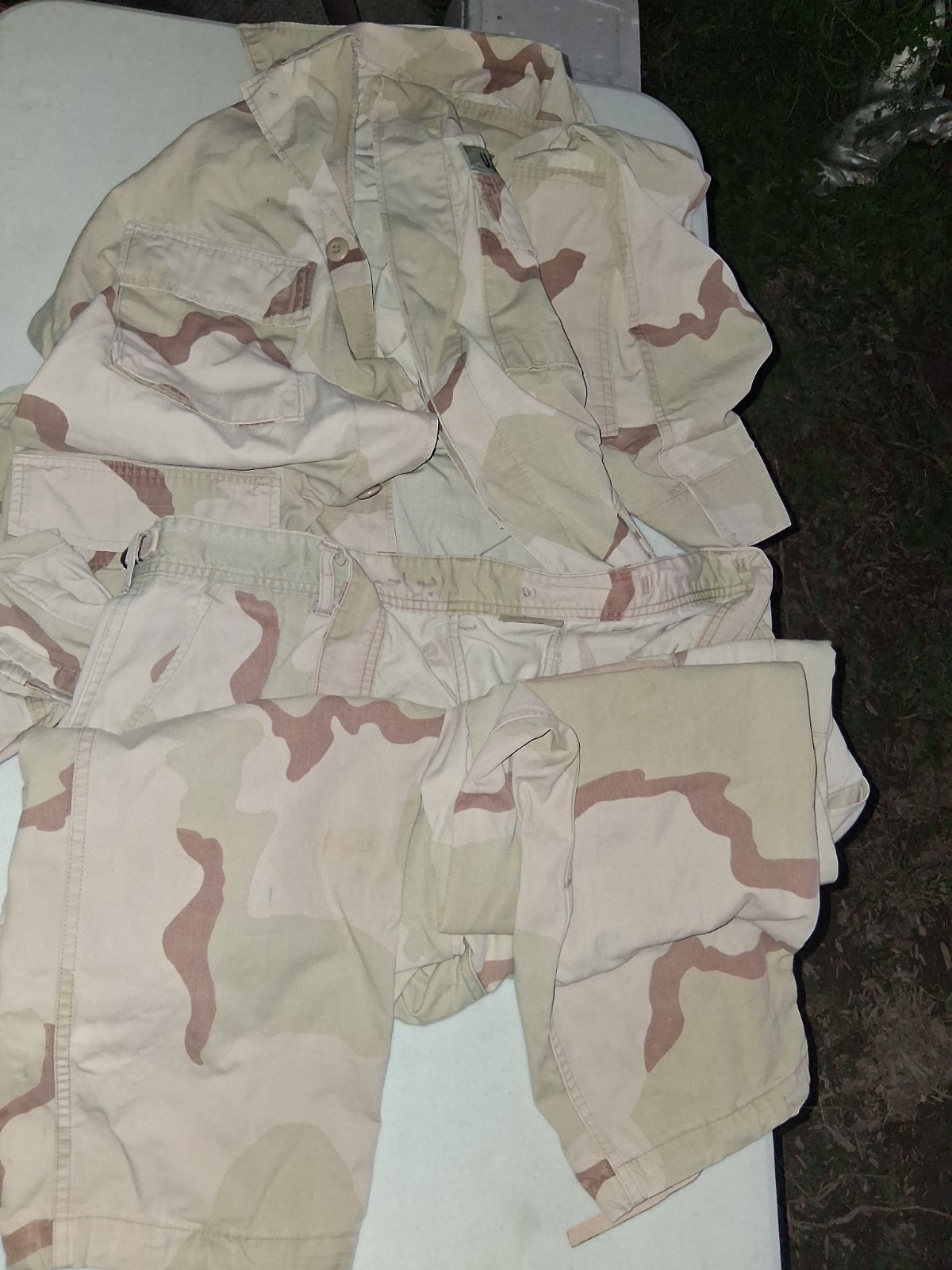 USGI Military 3-Color Desert Camo DCU BDU Set Jacket Med X-Long & Pants Lg Long