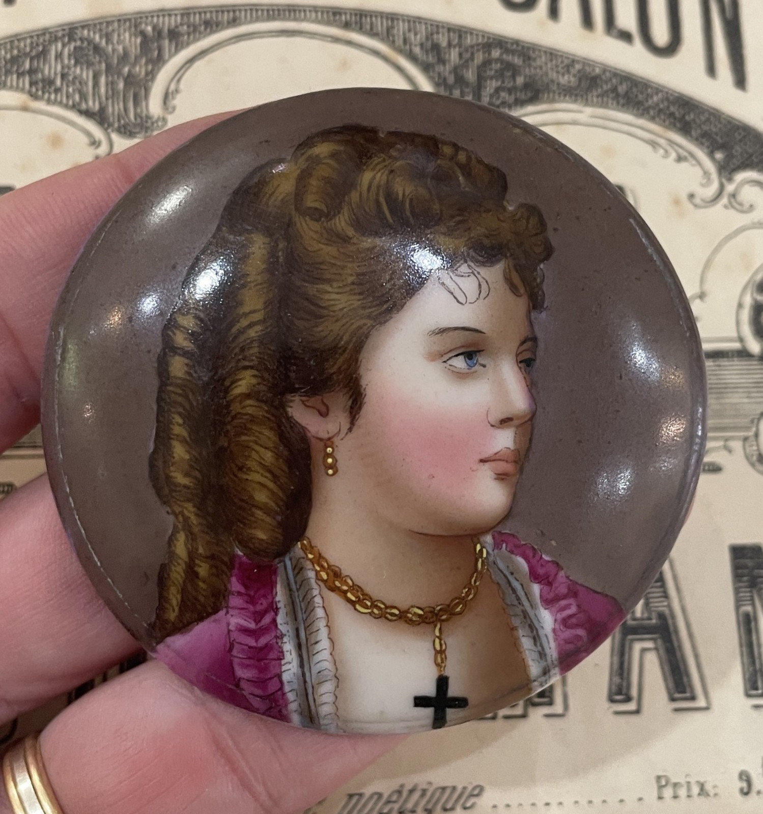 Rare Antique French Hand Painted Porcelain Woman c1920 Rare Antique French Hand Painted Porcelain Woman c1920