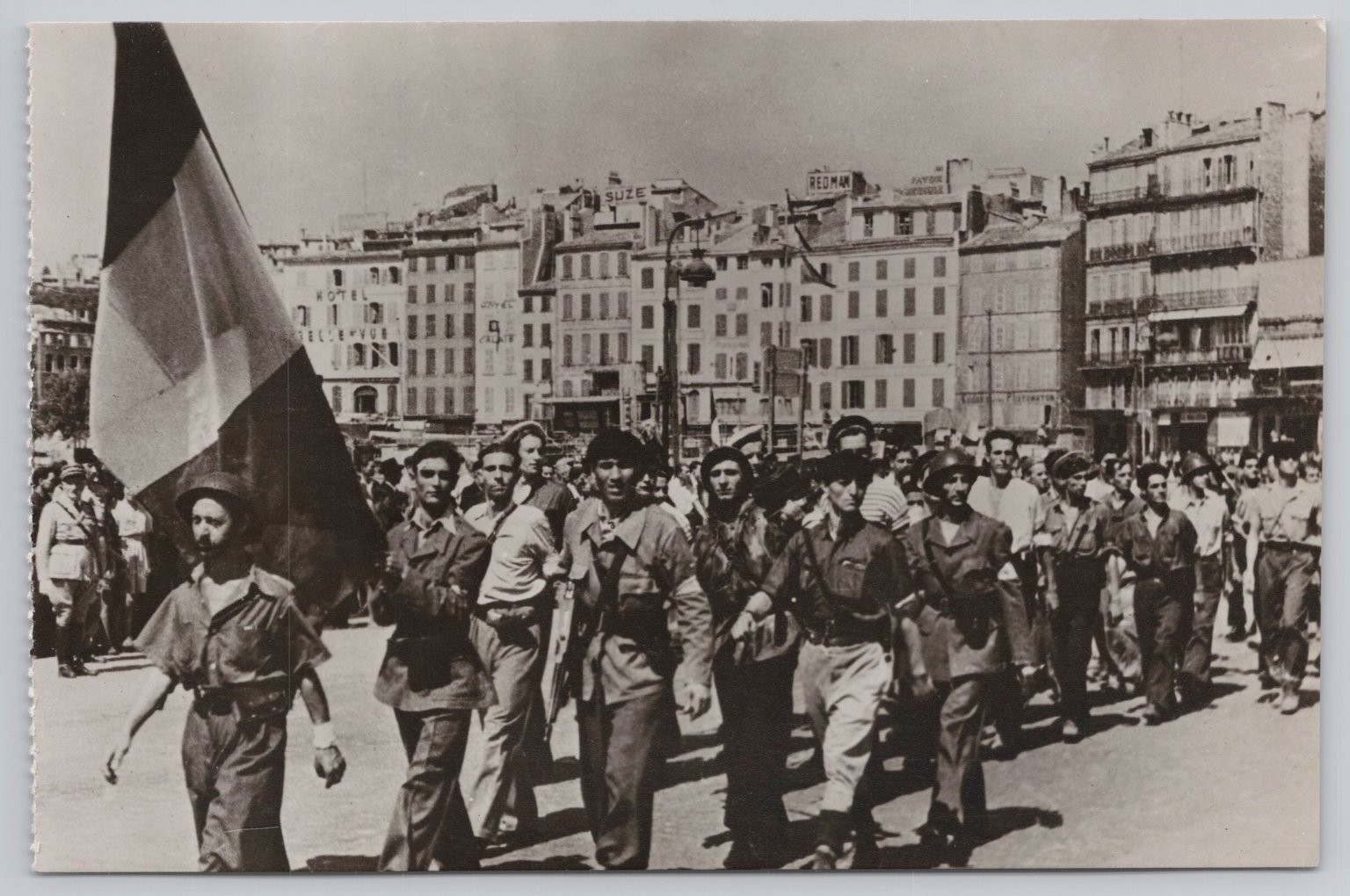 WWII FFI French Resistance Parade Marseille France RPPC Postcard WWII FFI French Resistance Parade Marseille France RPPC Postcard