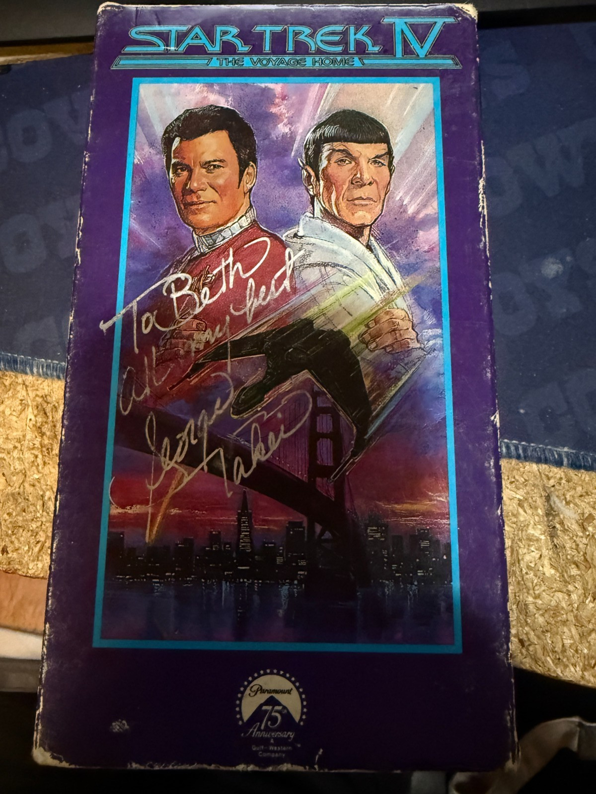 GEORGE TAKEI Signed STAR TREK IV --VCR TAPE COVER--WITH TAPE-- GEORGE TAKEI Signed STAR TREK IV --VCR TAPE COVER--WITH TAPE--
