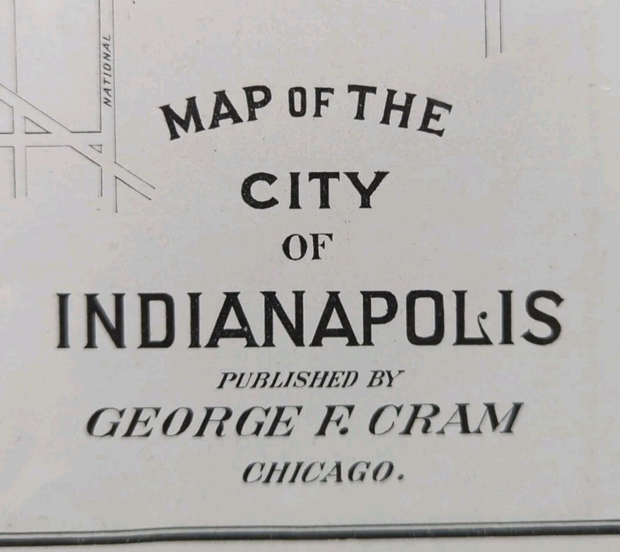 Vintage 1901 INDIANAPOLIS INDIANA Map 22"x14" Old Antique Original MARION COUNTY