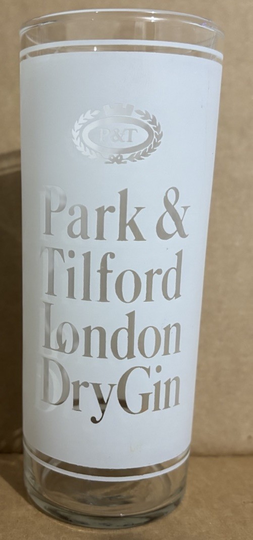 Extremely Rare Obsolete Vintage Park & Tilford London Dry Gin Glass Extremely Rare Obsolete Vintage Park & Tilford London Dry Gin Glass