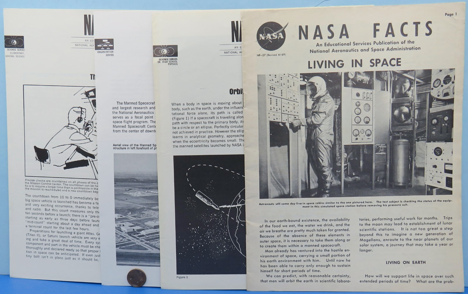 NASA Facts Lot of 4 vtg '60s Manned Spacecraft Orbits Revolutions publication NASA Facts Lot of 4 vtg '60s Manned Spacecraft Orbits Revolutions publication
