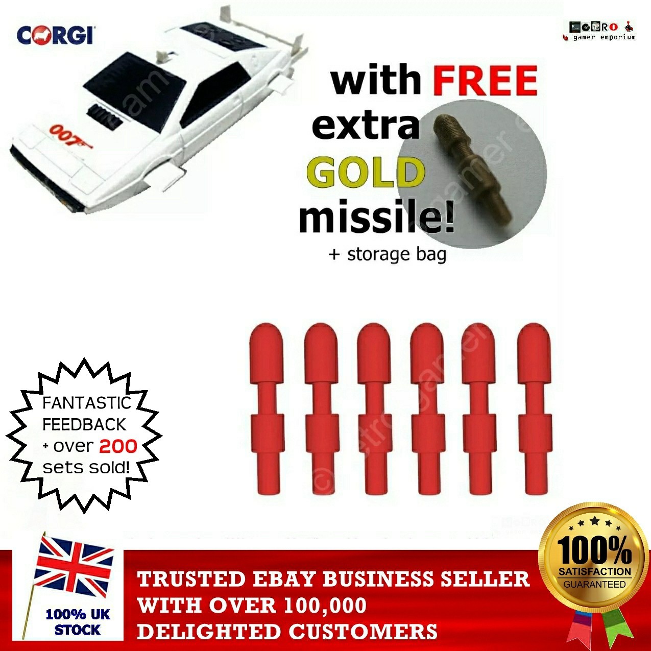 Corgi James Bond 269 Lotus Esprit Missiles Rockets X6 Reproductions 007 + Extras