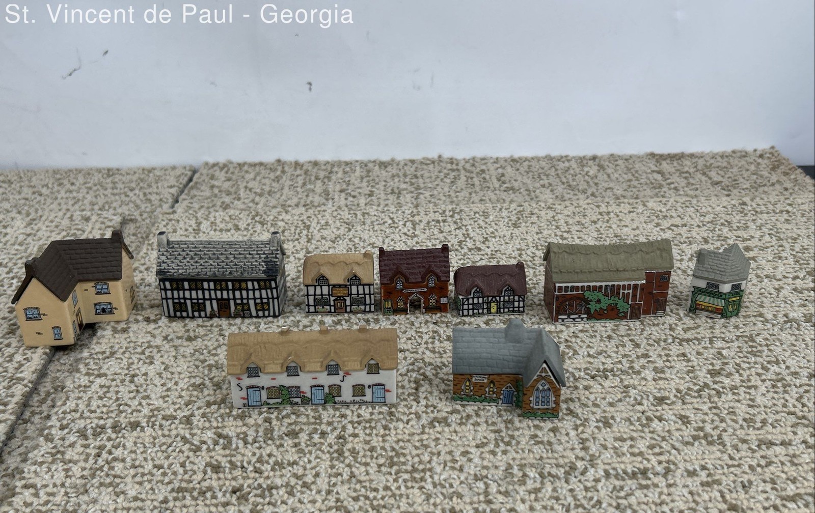 Vintage Lot of 9 Whimsey on Why Buildings by Wade of England Porcelain Excellent