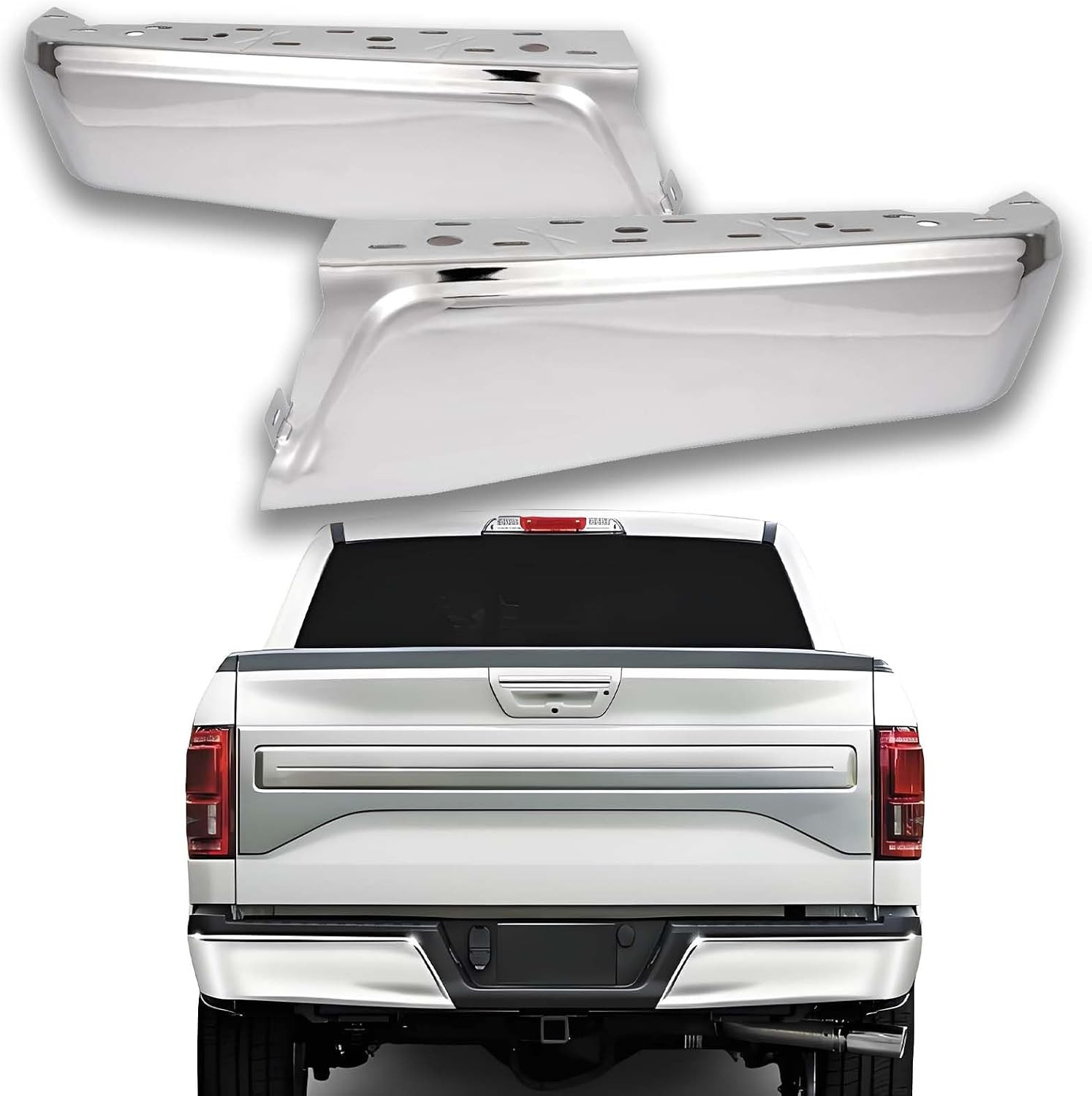 Rear Bumper End Caps Cover Face Bar without Sensor Holes Compatible with 2015-20