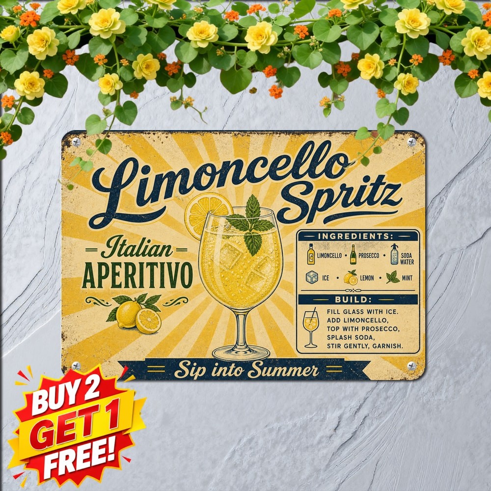 Limoncello Spritz Cocktail Tin Sign Retro Italian Drink Cafe Kitchen Wall Decor Limoncello Spritz Cocktail Tin Sign Retro Italian Drink Cafe Kitchen Wall Decor