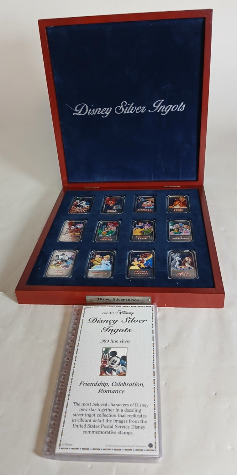 The Art of Walt Disney .999 Fine Silver Ingot Collection 12 in Total with Papers The Art of Walt Disney .999 Fine Silver Ingot Collection 12 in Total with Papers