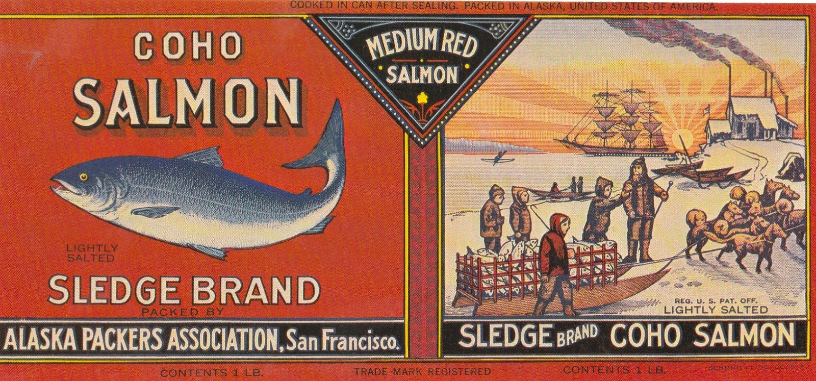 Postcard Alaska Packers Sledge Brand Vintage Salmon Label Postcard Alaska Packers Sledge Brand Vintage Salmon Label