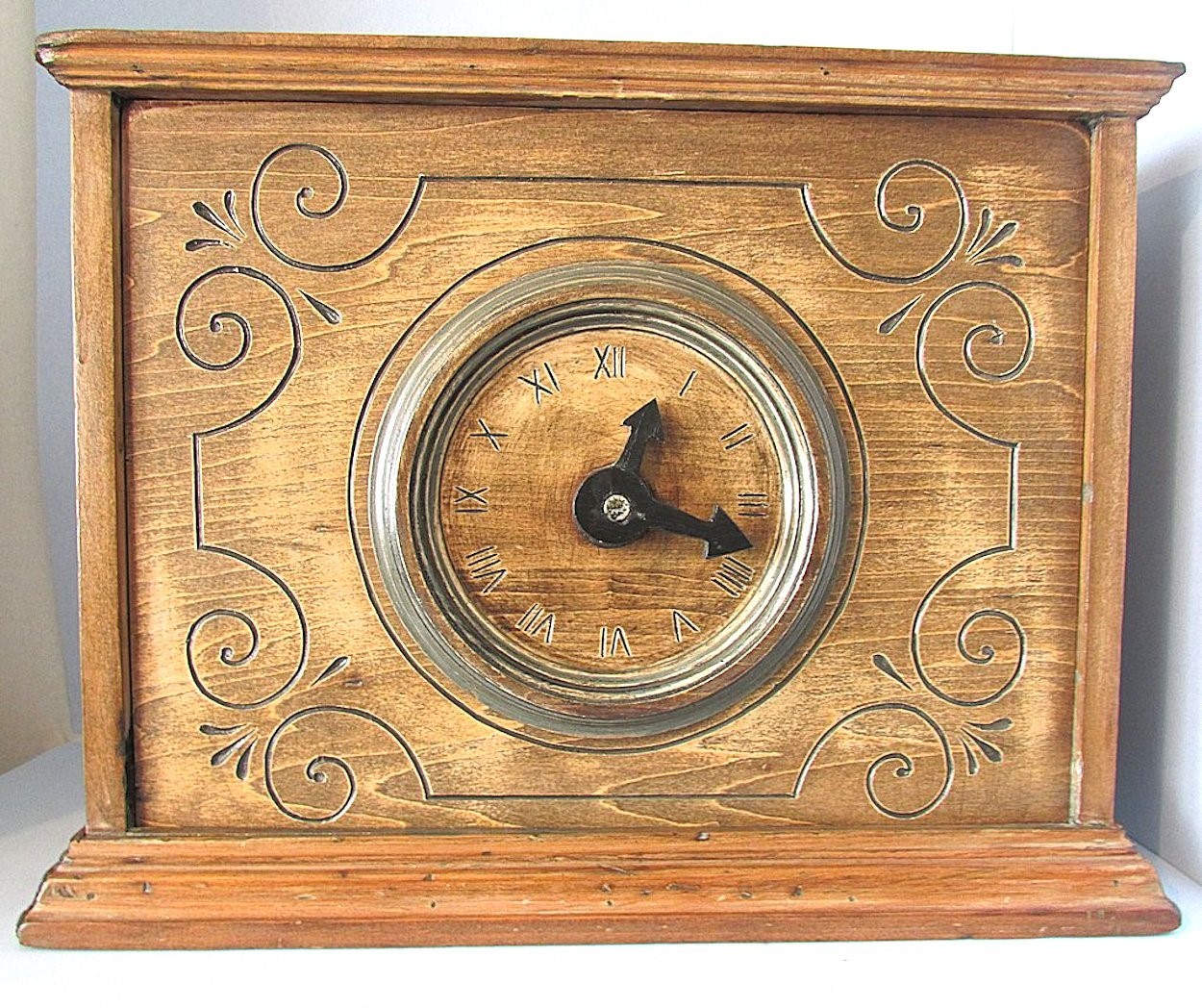 Antique SAFE Bank Faux Mantel Clock Wood Victorian Spoon Carving Vintage Antique SAFE Bank Faux Mantel Clock Wood Victorian Spoon Carving Vintage