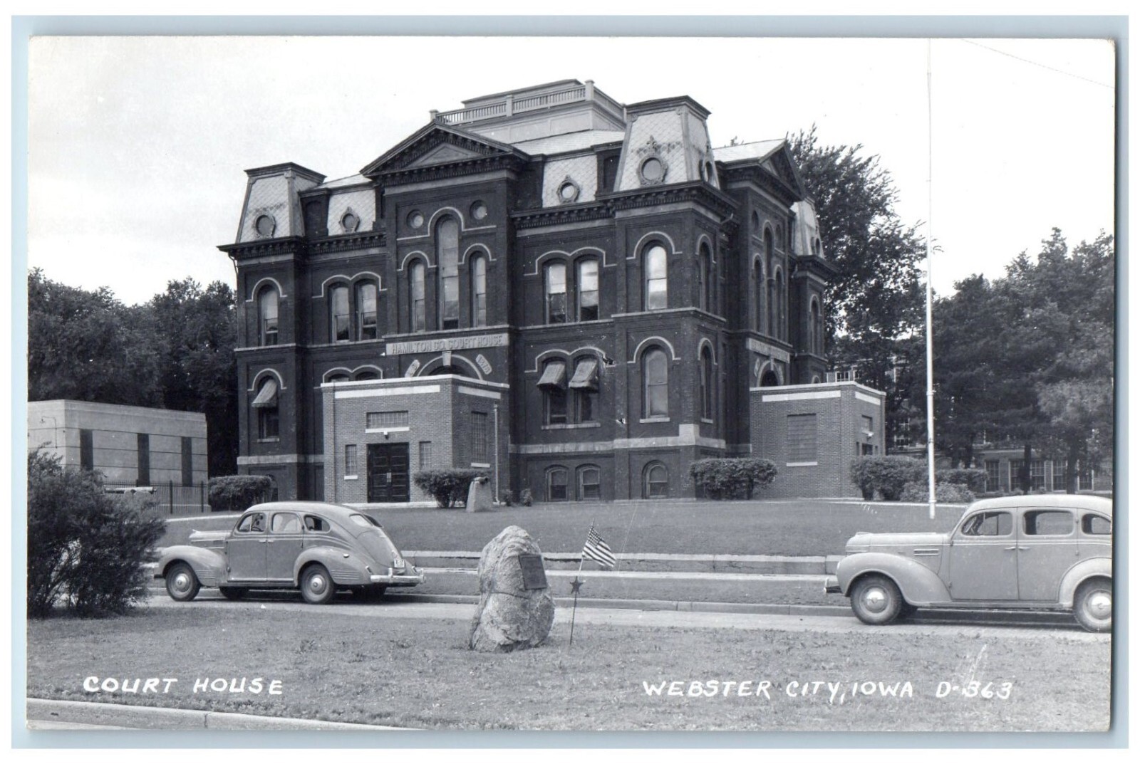 Webster City Iowa IA Postcard RPPC Photo Court House Building Cars Scene c1940's Webster City Iowa IA Postcard RPPC Photo Court House Building Cars Scene c1940's
