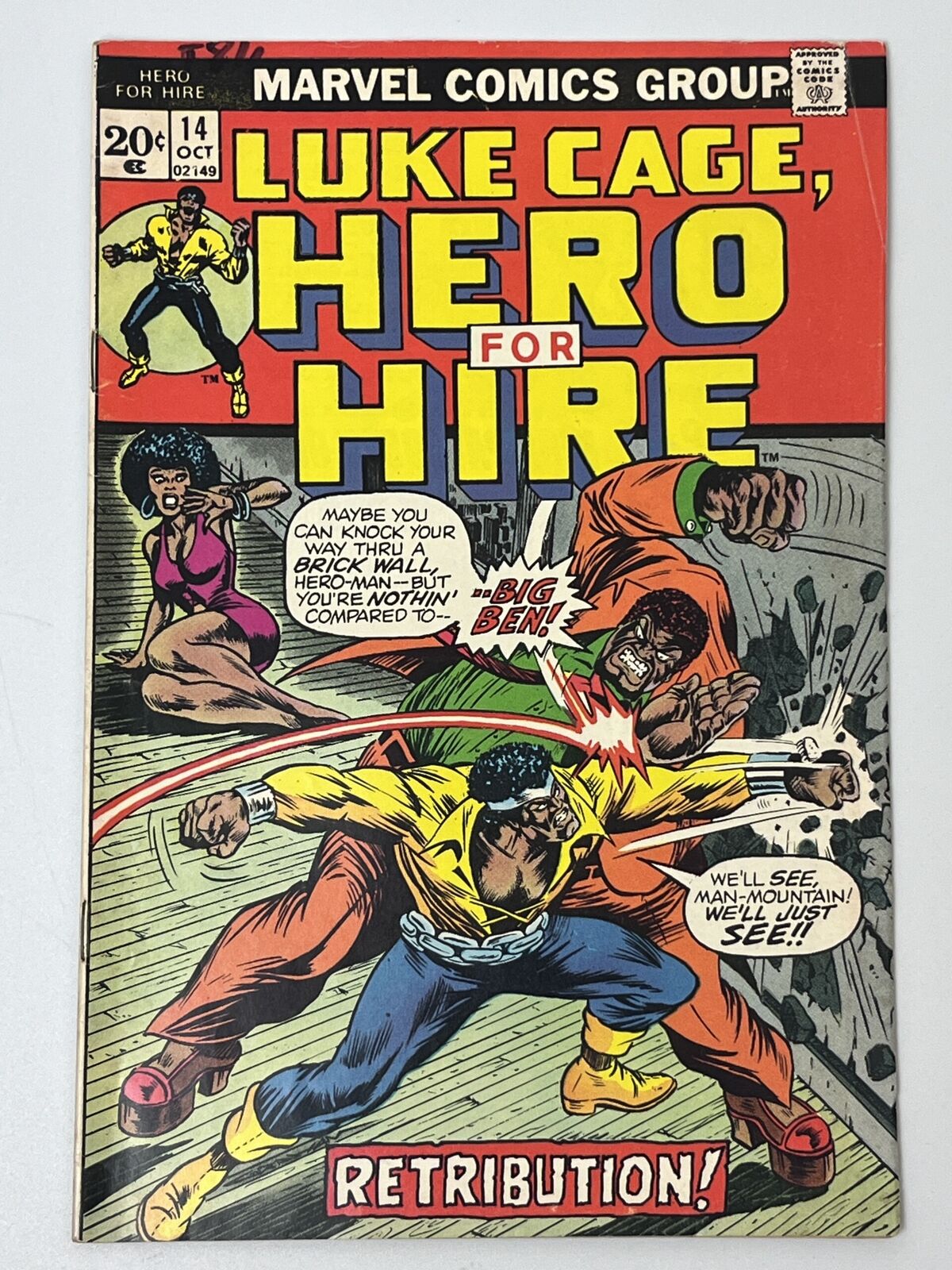 Hero For Hire #14 (1973) Origin of Luke Cage retold, 1st app. of Big Ben Dono...