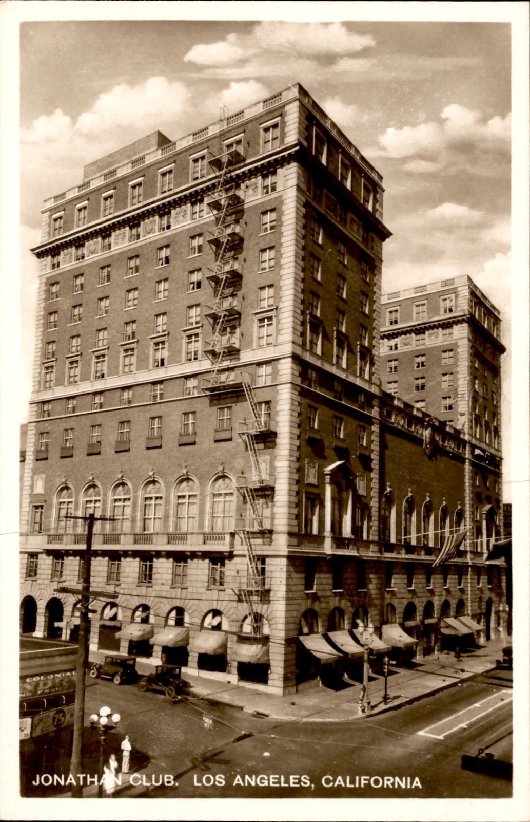 c1920s LOS ANGELES, California Photo RPPC Postcard "JONATHAN CLUB" Street View